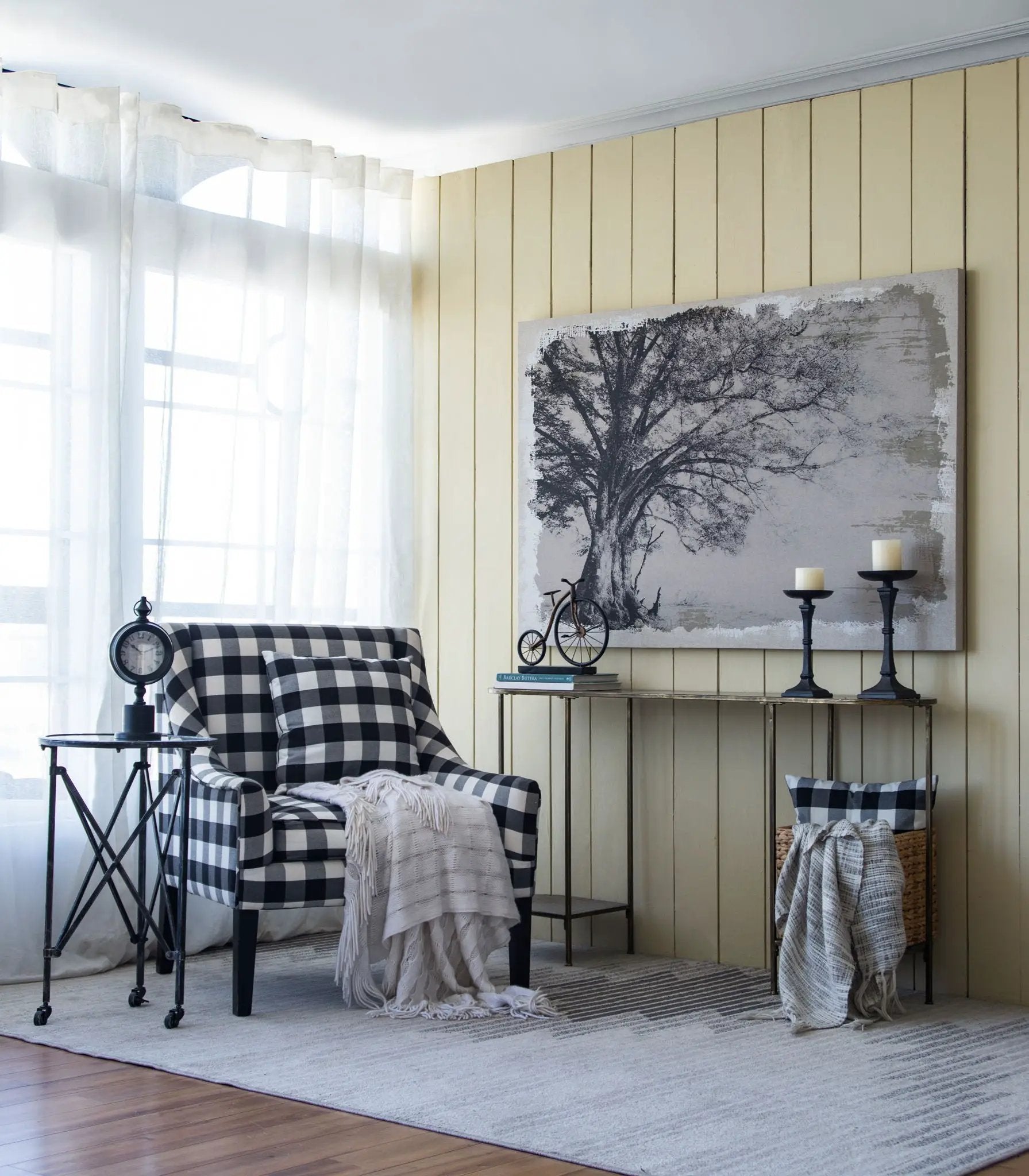 Large Arboreal Shelter Canvas Art Print, Traditional Style Floral Wall Art, Home Decor Accent Piece - Gray / White Matte by Unique Piece Furniture
