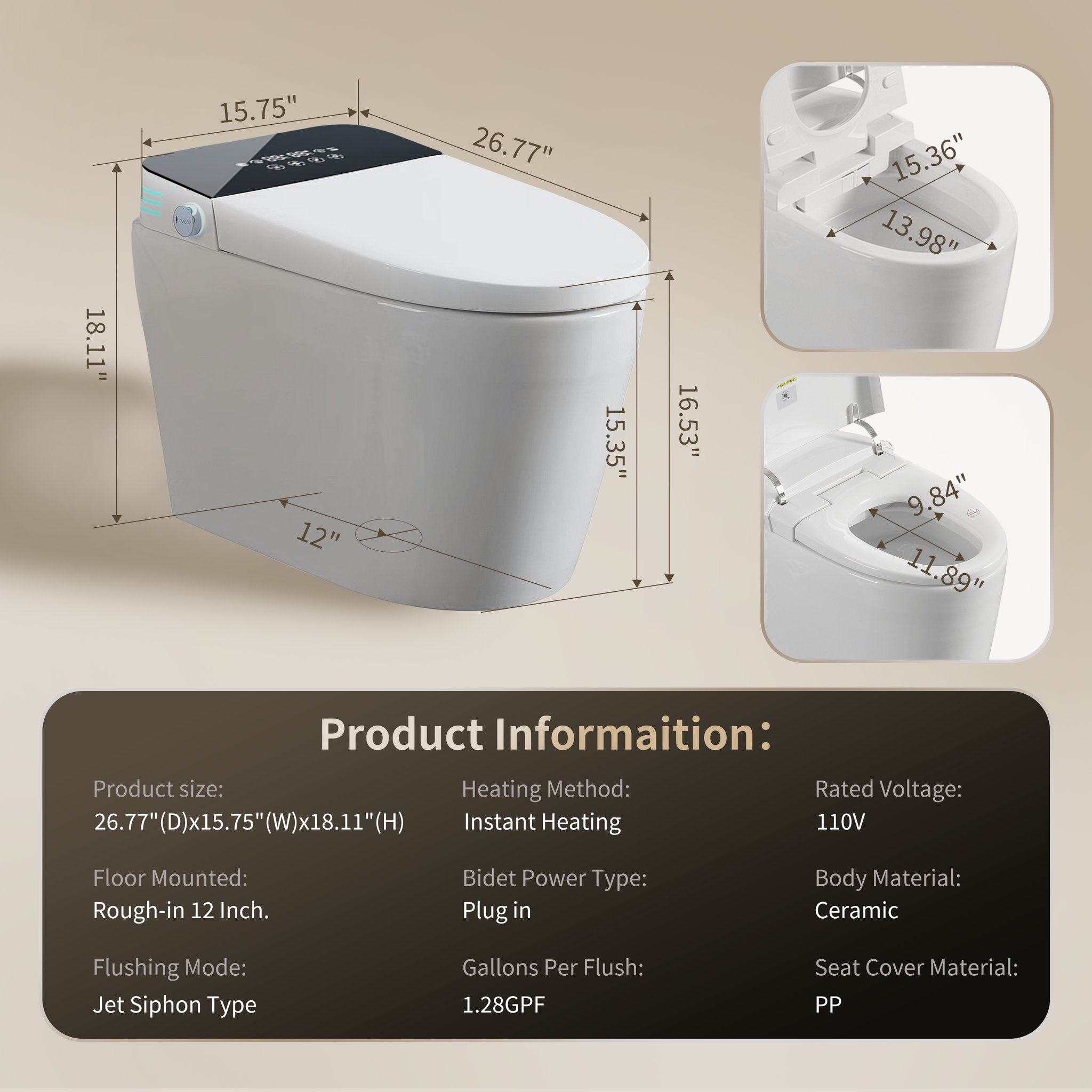 Tankless Smart Toilet with Built-In Bidet and Remote Control by HouseOfZazla