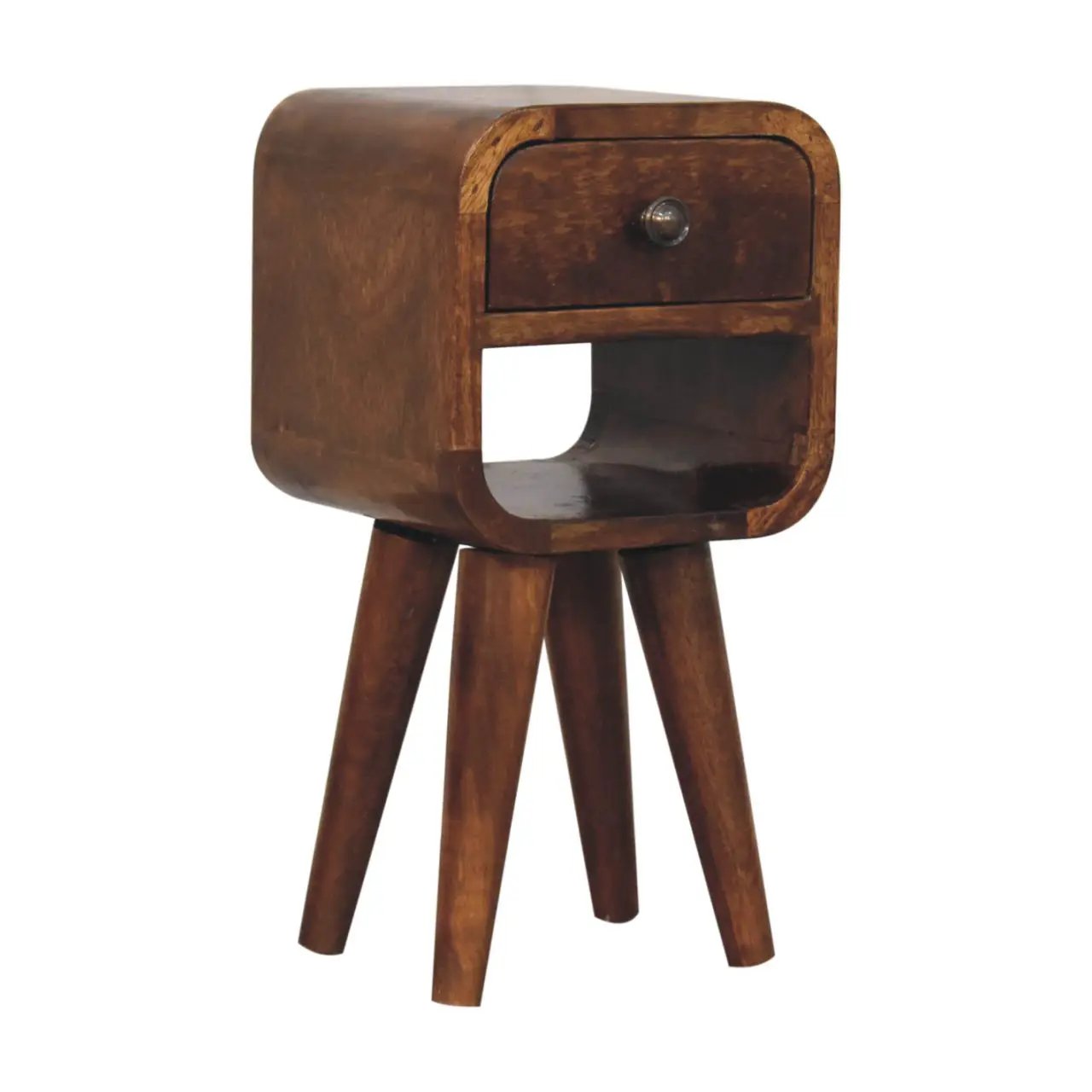 Solid Wood Extra Mini Chestnut Curve Lower Nightstand by HouseOfZazla