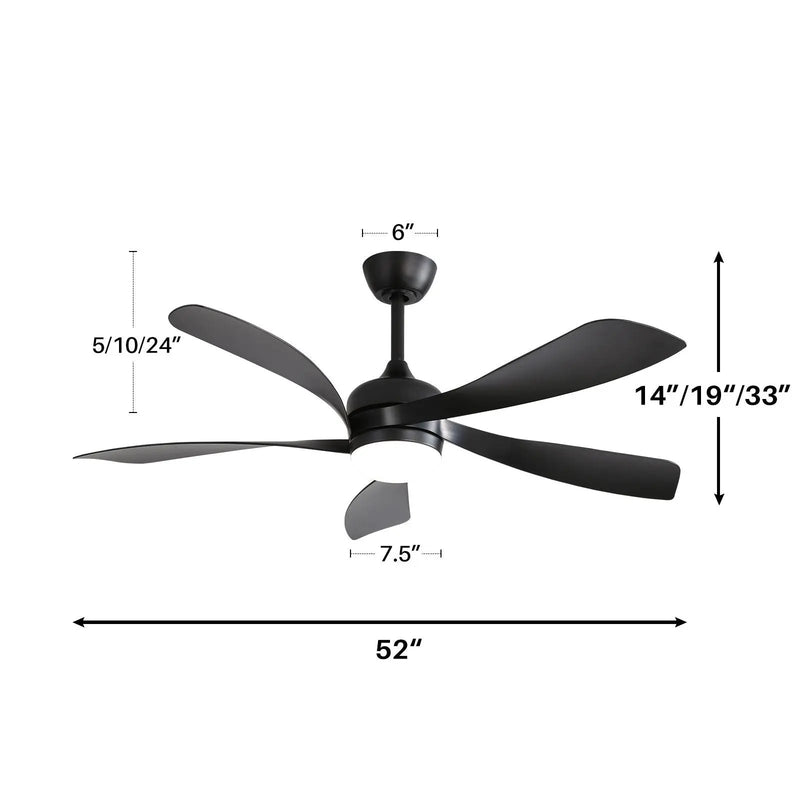 Ceiling Fan With 3-Color Dimmable LED Light and Remote Control - Black by HouseOfZazla