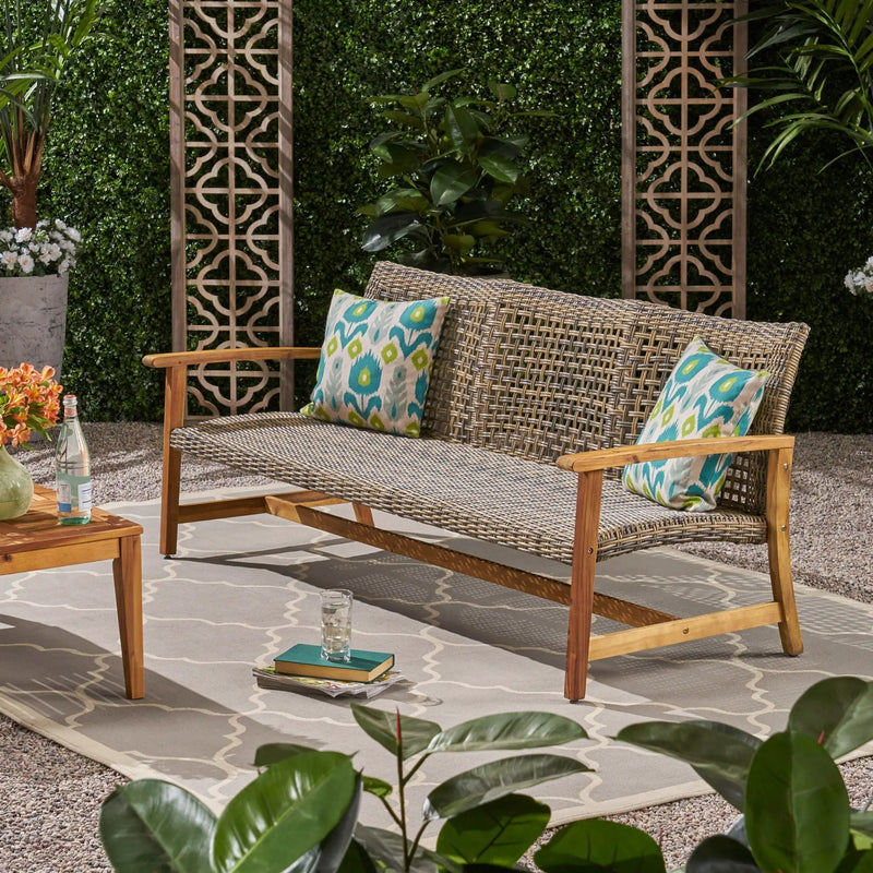 Outdoor 3 Seater Sofa With Rattan Cover - Gray by HouseOfZazla