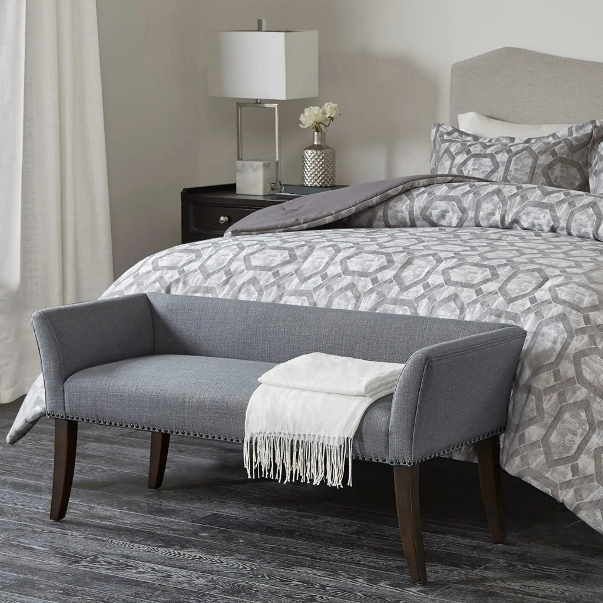 Elegant Design Bench Upholstery, Solid Wood Frame by Unique Piece Furniture