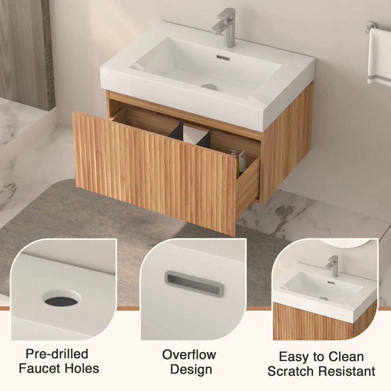 30" Bathroom Vanity with Sink - Wall Mounted Floating Cabinet by HouseOfZazla