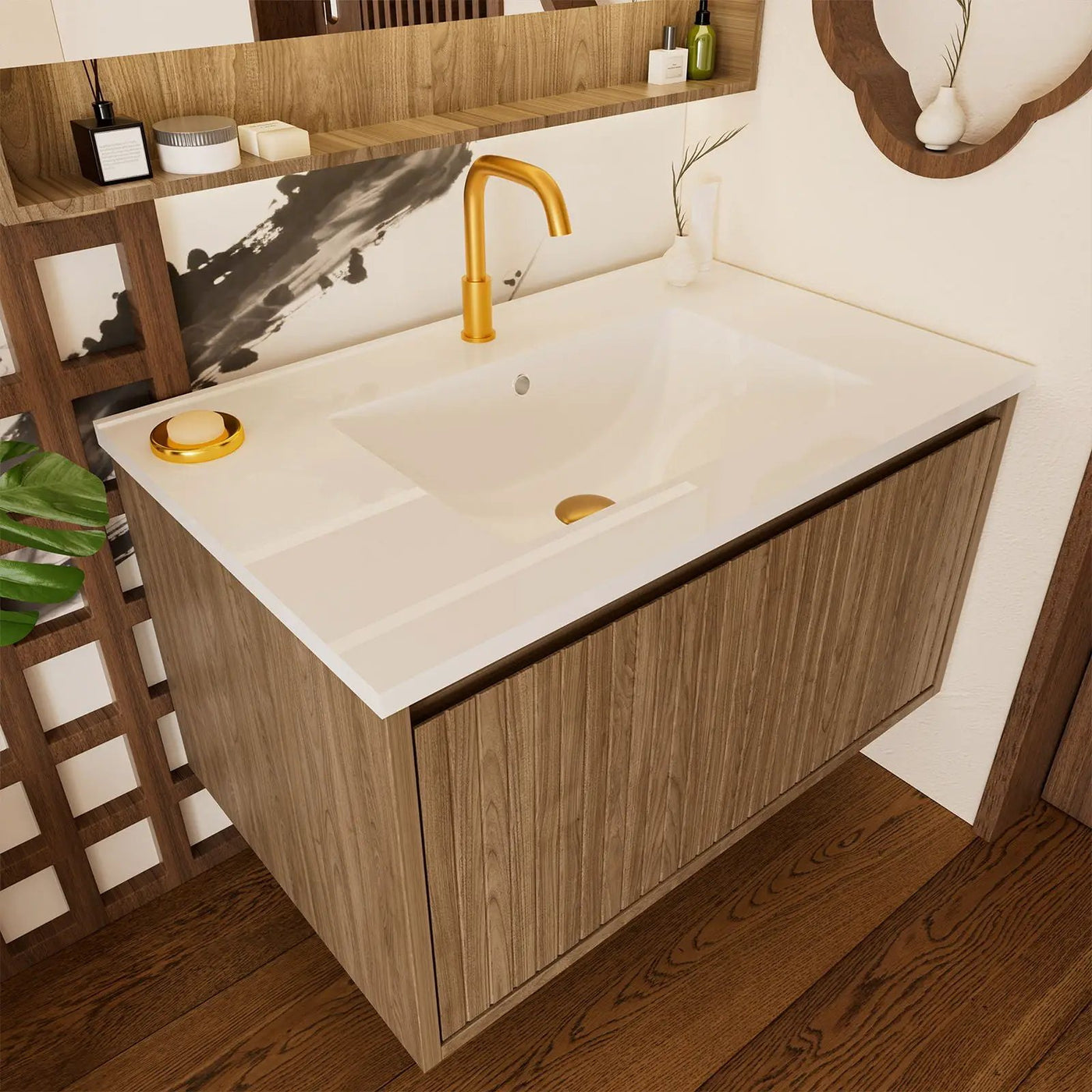 Wall Mounted Floating Bathroom Vanity With Sink And Drawers by HouseOfZazla