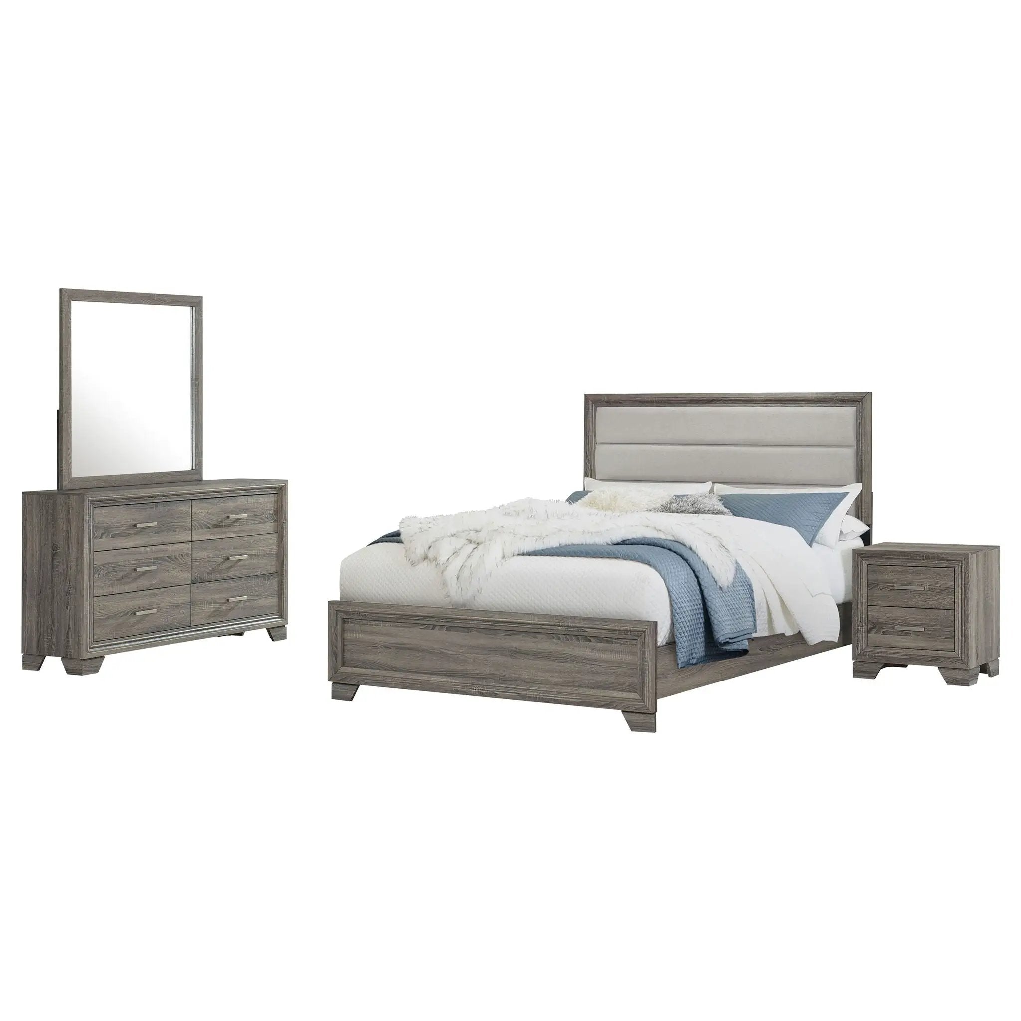 Wright 4-piece Eastern King Bedroom Set Brown Oak by Unique Piece Furniture