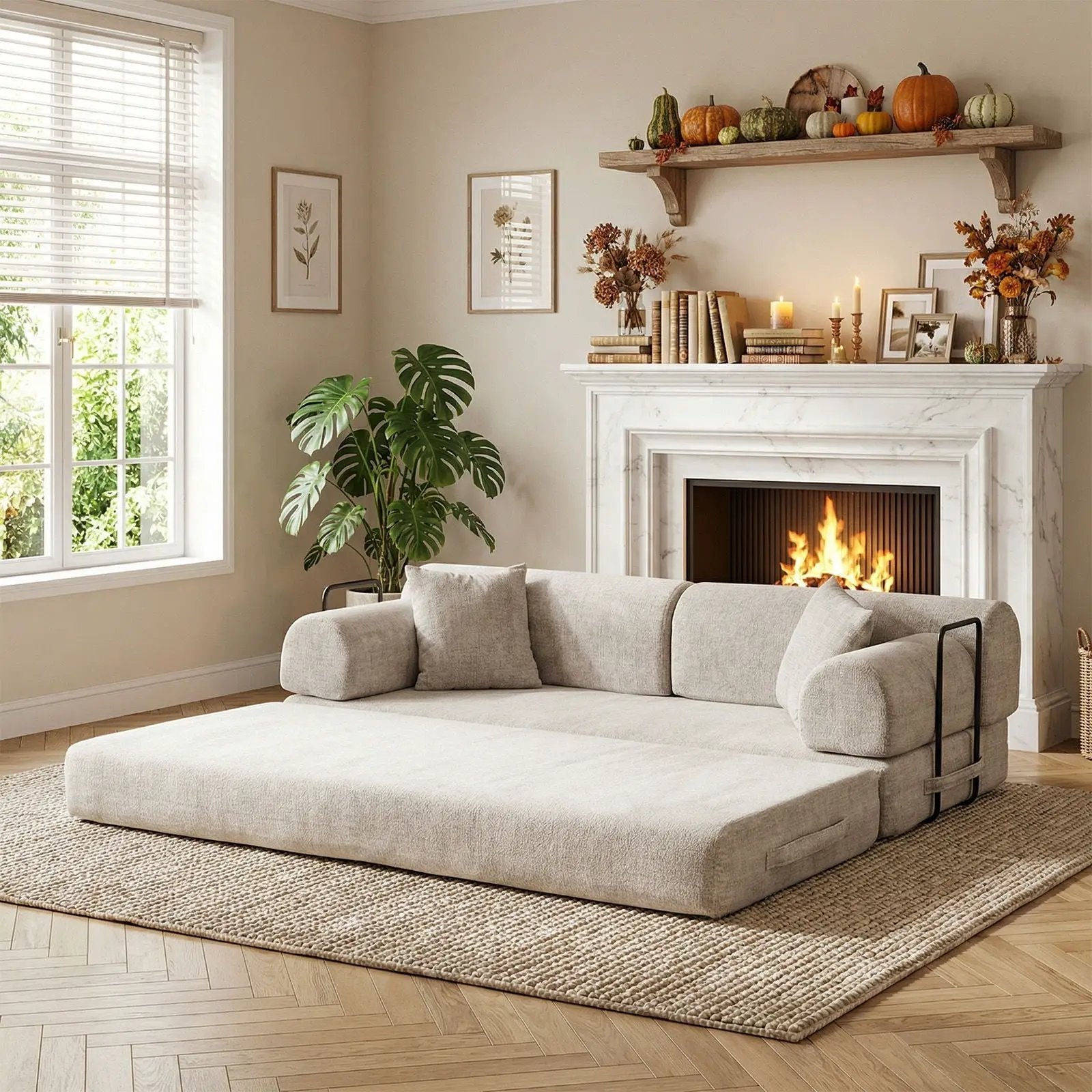 Modern 2 Tone Fabric Convertible Sleeper Sofa Bed by Unique Piece Furniture