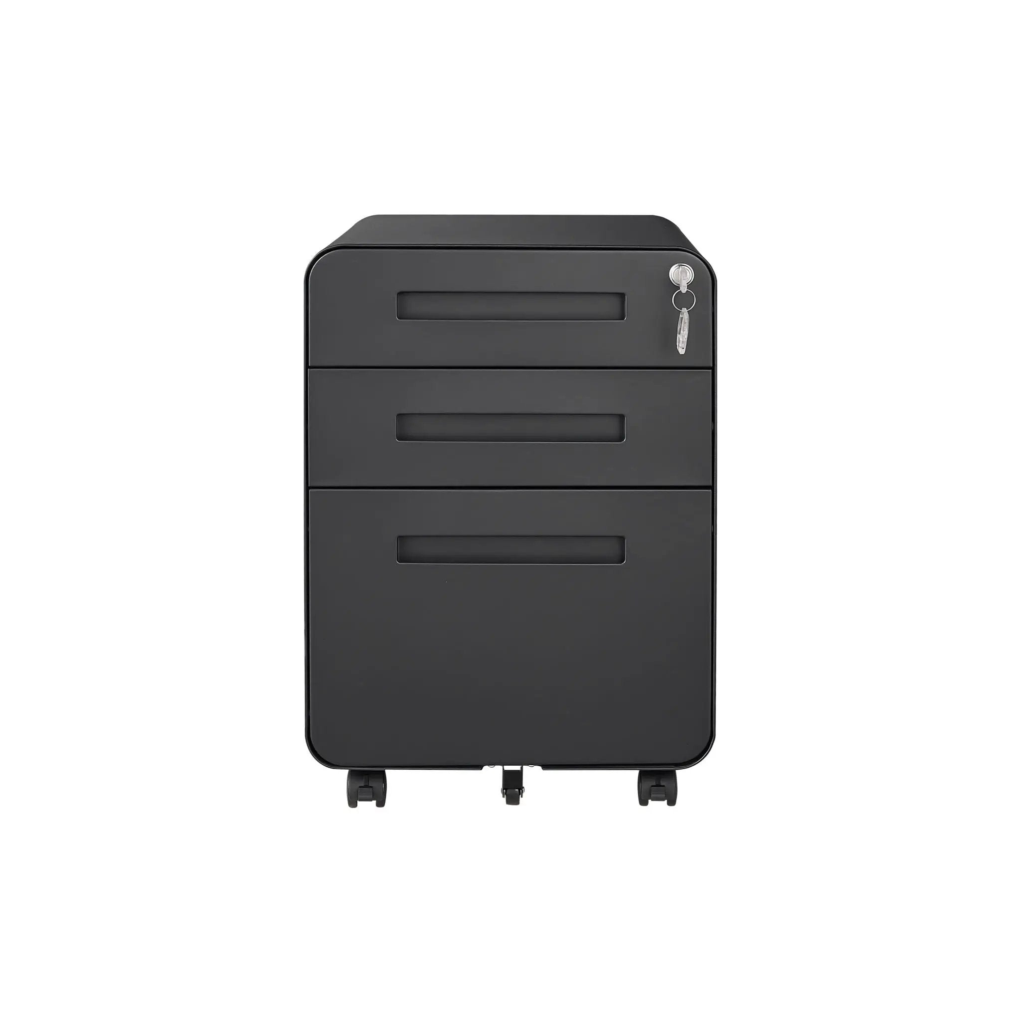 3 Drawer Mobile File Cabinet Under Desk Office, Simple Style Versatile Storage Cabinet For Legal / Letter / A4 Files, 5 Wheel Design Anti-Tilting Cold Rolled Steel Waterproof Moisture-Proof by Unique Piece Furniture