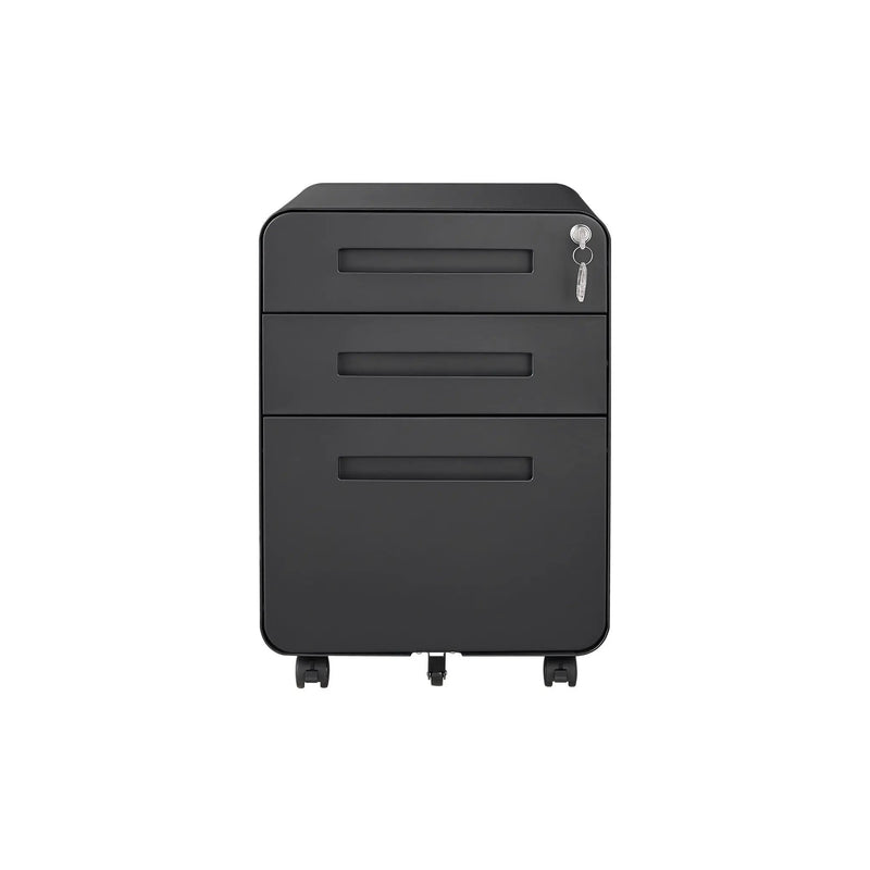 3 Drawer Mobile File Cabinet Under Desk Office, Simple Style Versatile Storage Cabinet For Legal / Letter / A4 Files, 5 Wheel Design Anti-Tilting Cold Rolled Steel Waterproof Moisture-Proof by Unique Piece Furniture