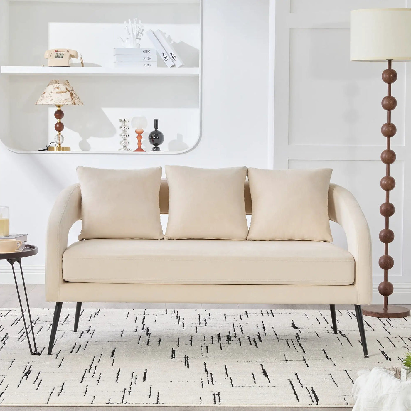 Open Back Loveseat Settee With 3 Pillows by HouseOfZazla
