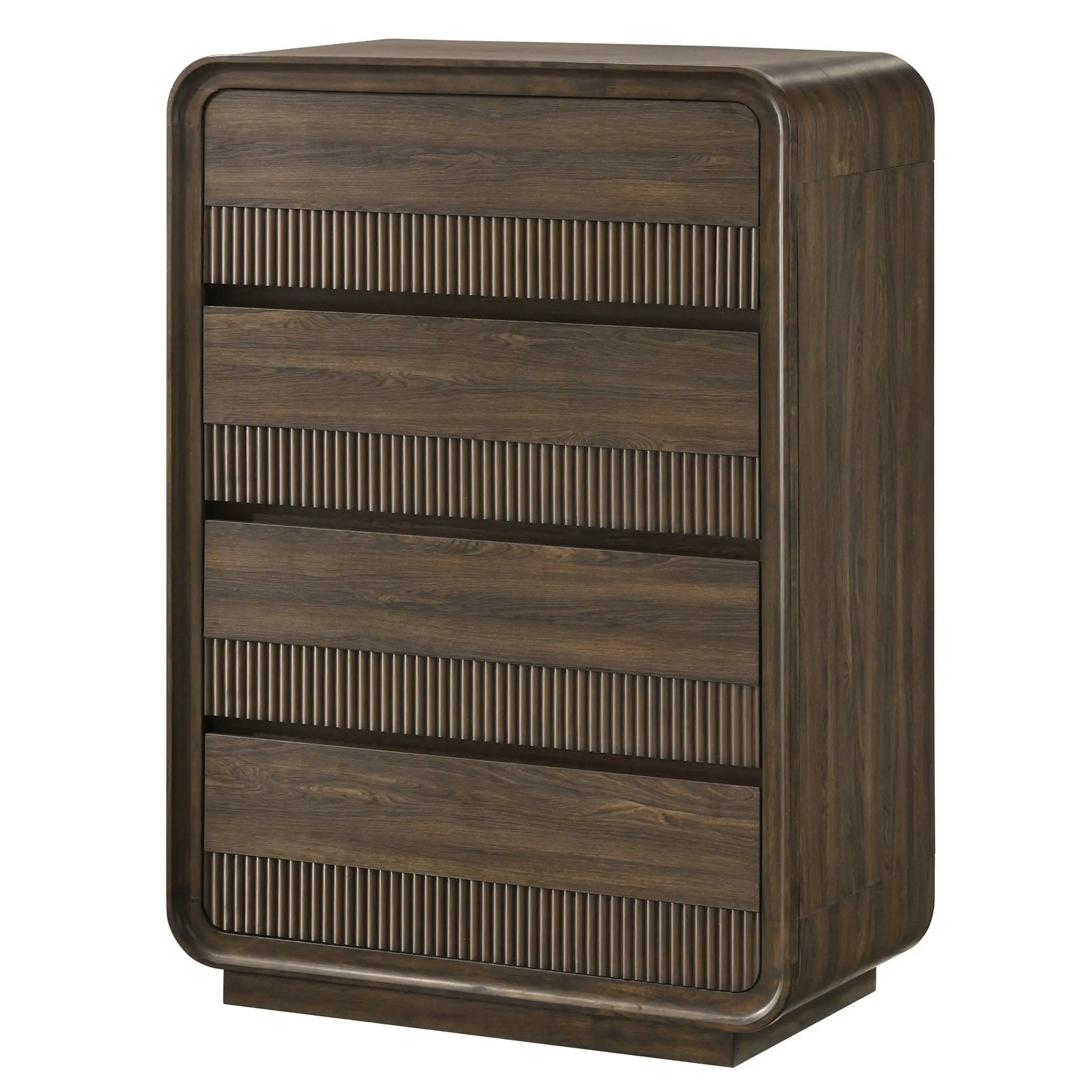 Flair Rounded Edges 1 Piece Chest, 5 Drawer Storage Bedroom Furniture - Brown by HouseOfZazla