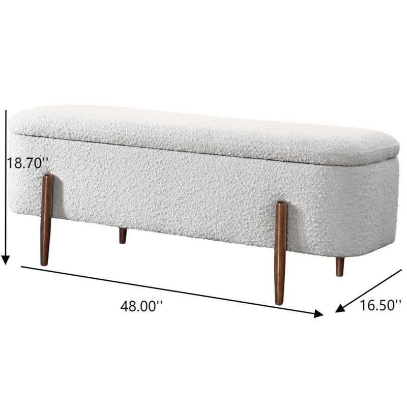 Ivory Storage Bench with Hidden Storage - Boucle Upholstery, photo 5 of 6