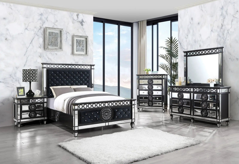 Varian II - Dresser - Mirrored, Black & Sliver by Unique Piece Furniture