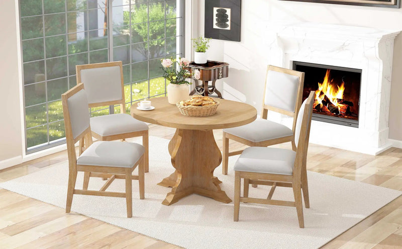TREXM Farmhouse 5-Piece Dining Table Set by HouseOfZazla