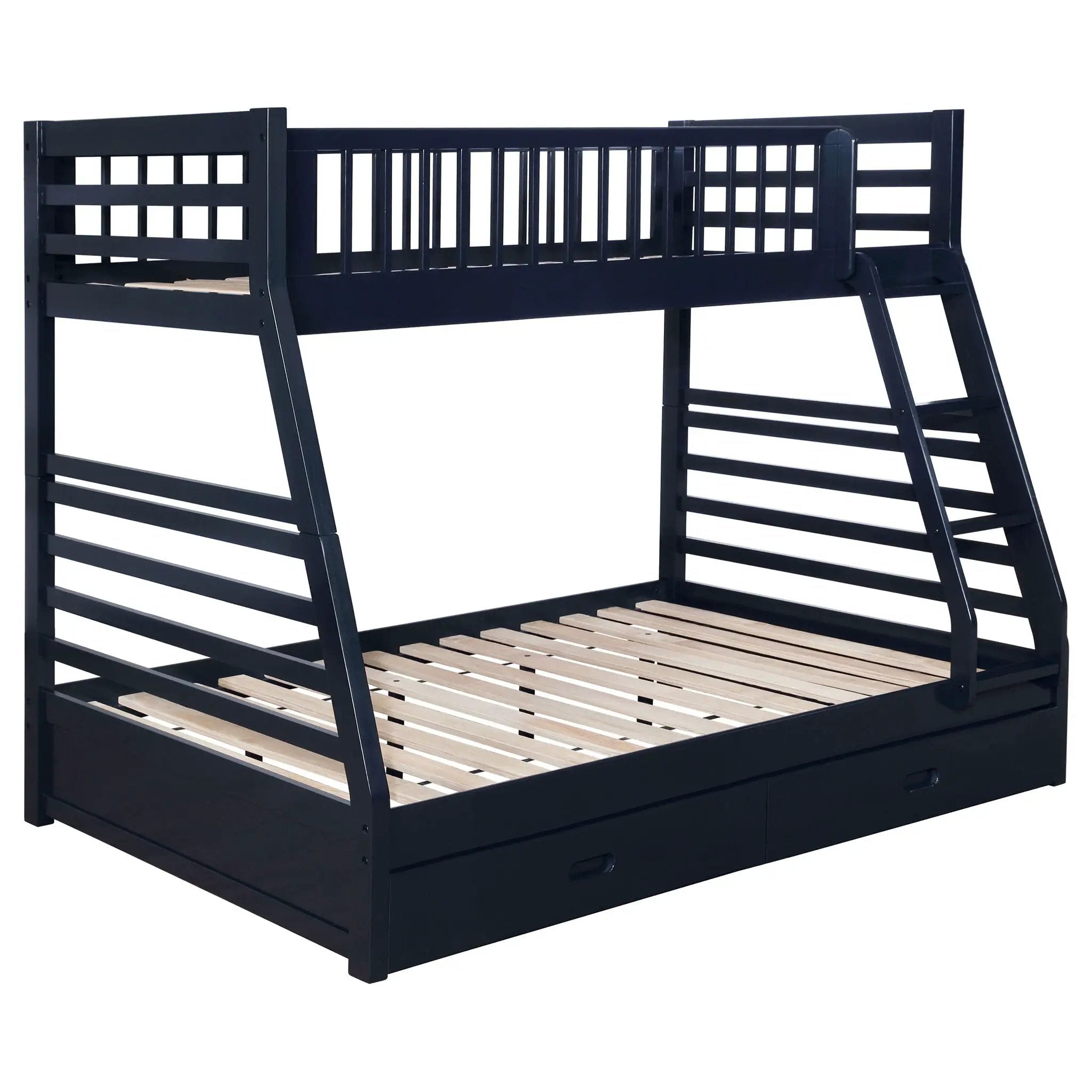 Ashton 2-drawer Wood Twin Over Full Bunk Bed Navy Blue by Unique Piece Furniture