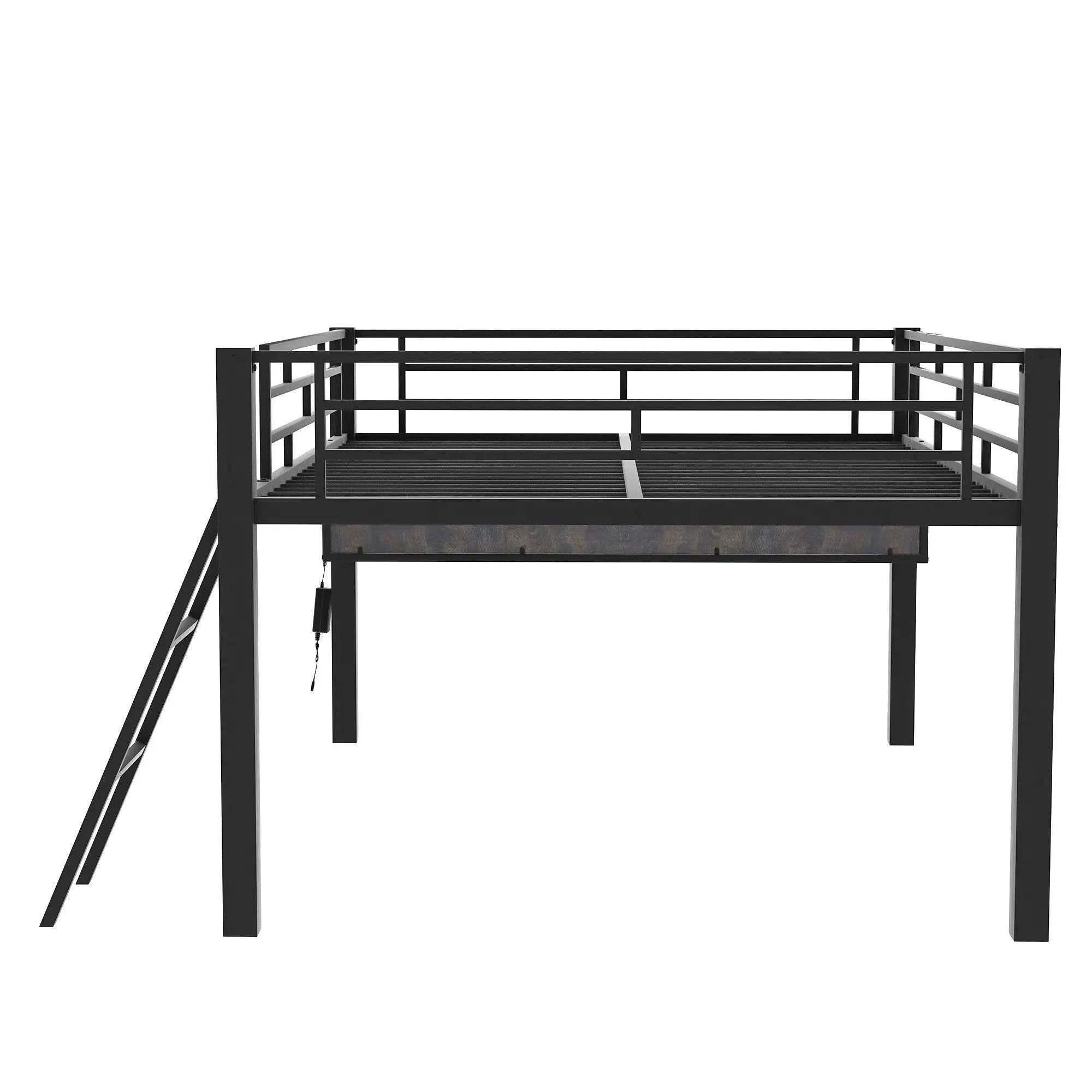 Gaming - Full Size Loft Bed With Desk, LED - Black by HouseOfZazla