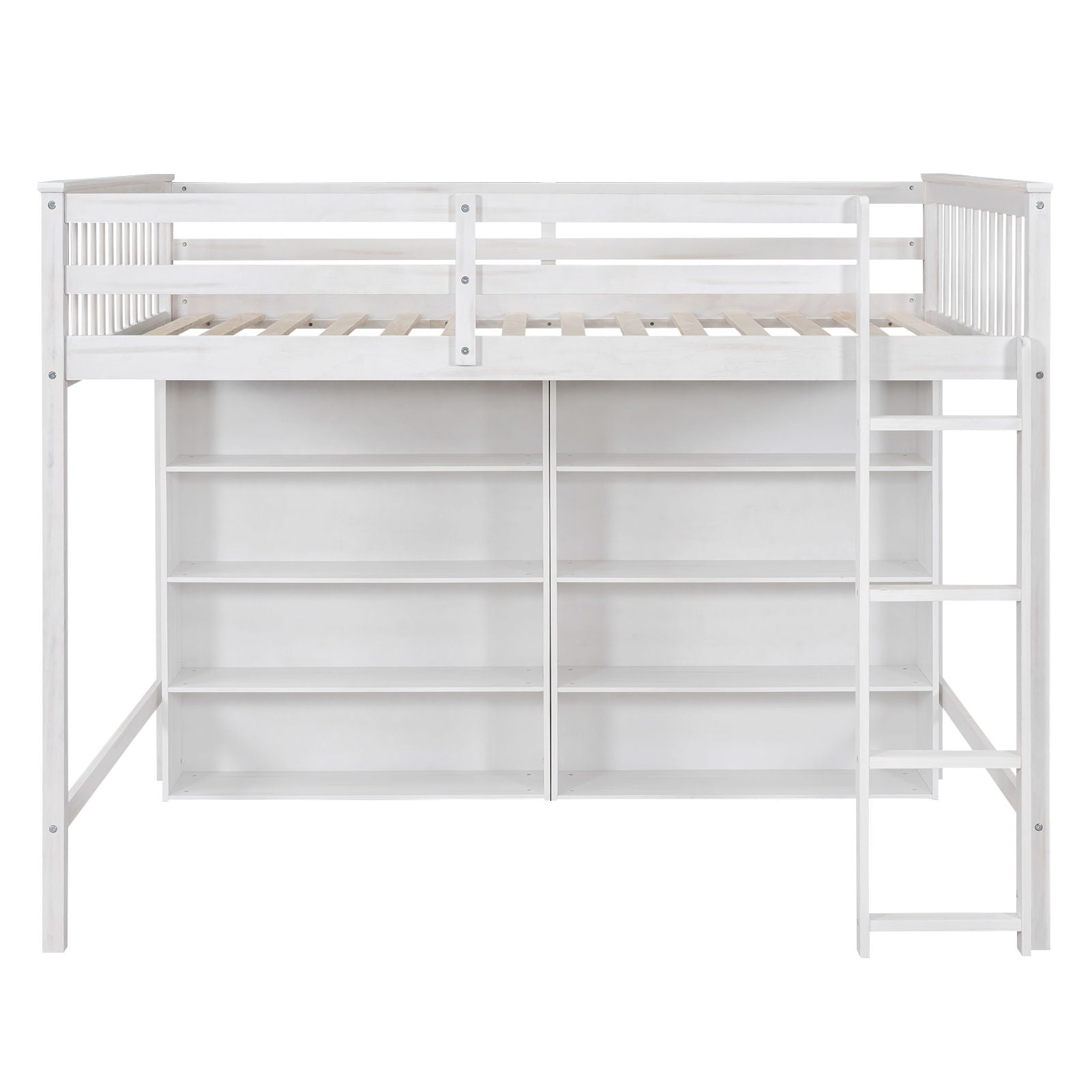 Loft Bed With 8 Open Storage Shelves And Built In Ladder by HouseOfZazla