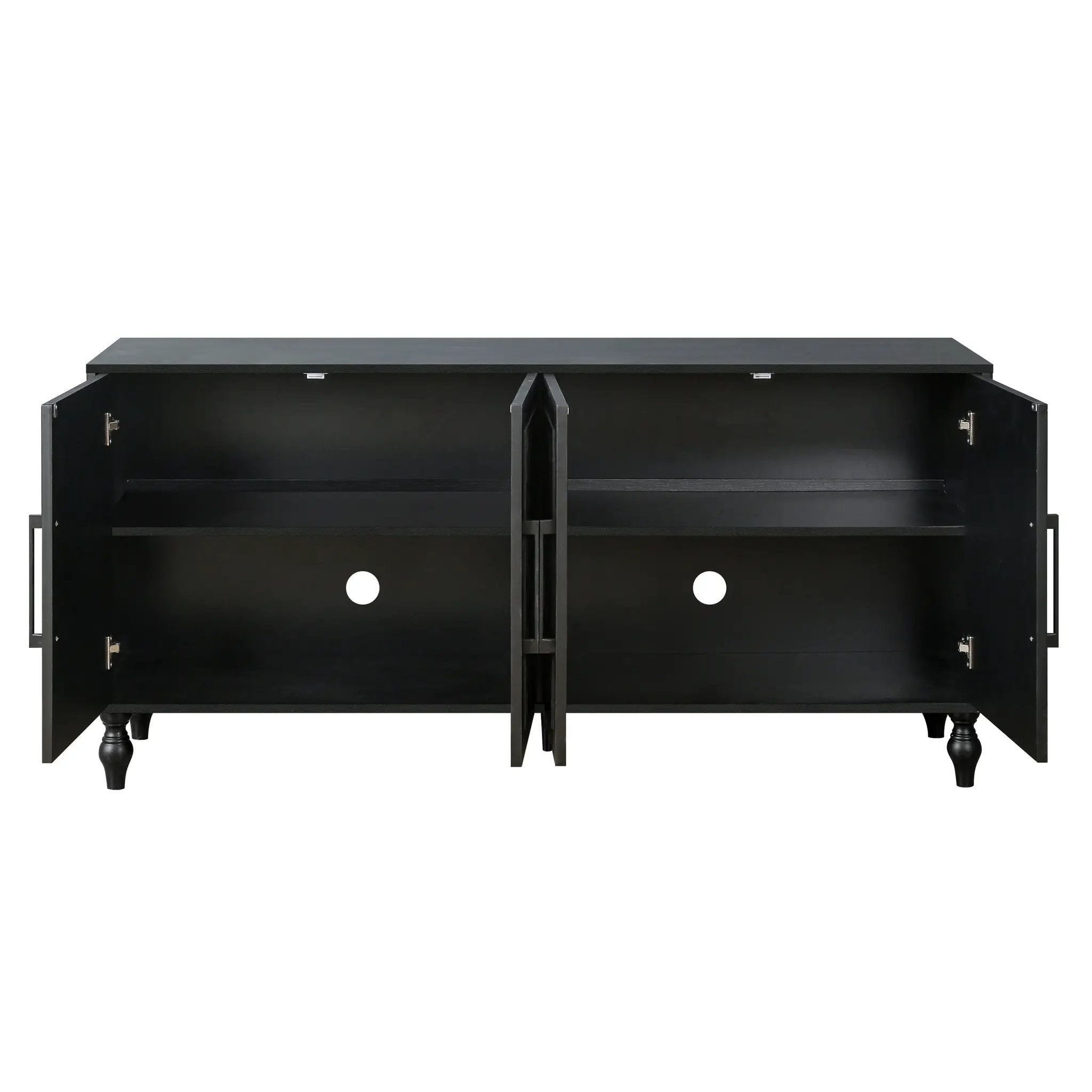 Carved Flower Door Large Storage Cabinet with Metal Handle by HouseOfZazla