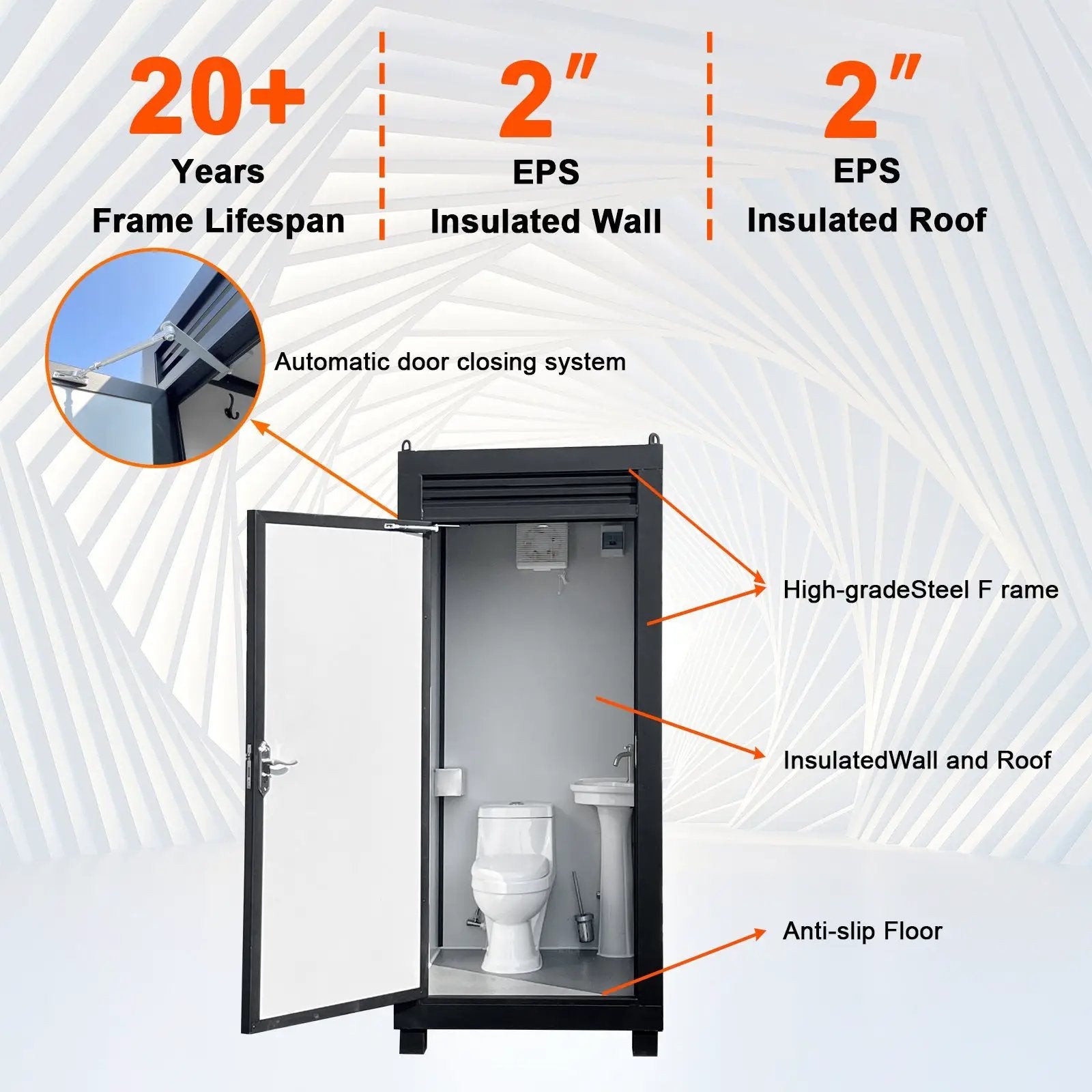Person Portable Toilet Cabin – Outdoor Restroom with Light, Sink & Vent Fan by HouseOfZazla