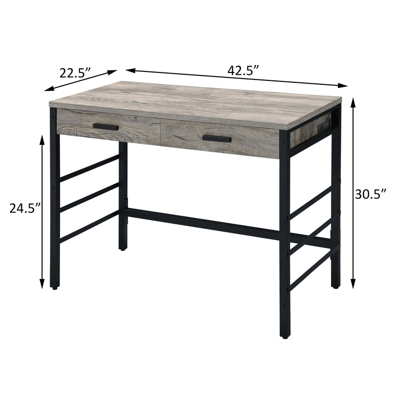 Light Weathered Writing Desk with Storage Drawers and USB Ports - Light Weathered Oak, photo 9 of 9