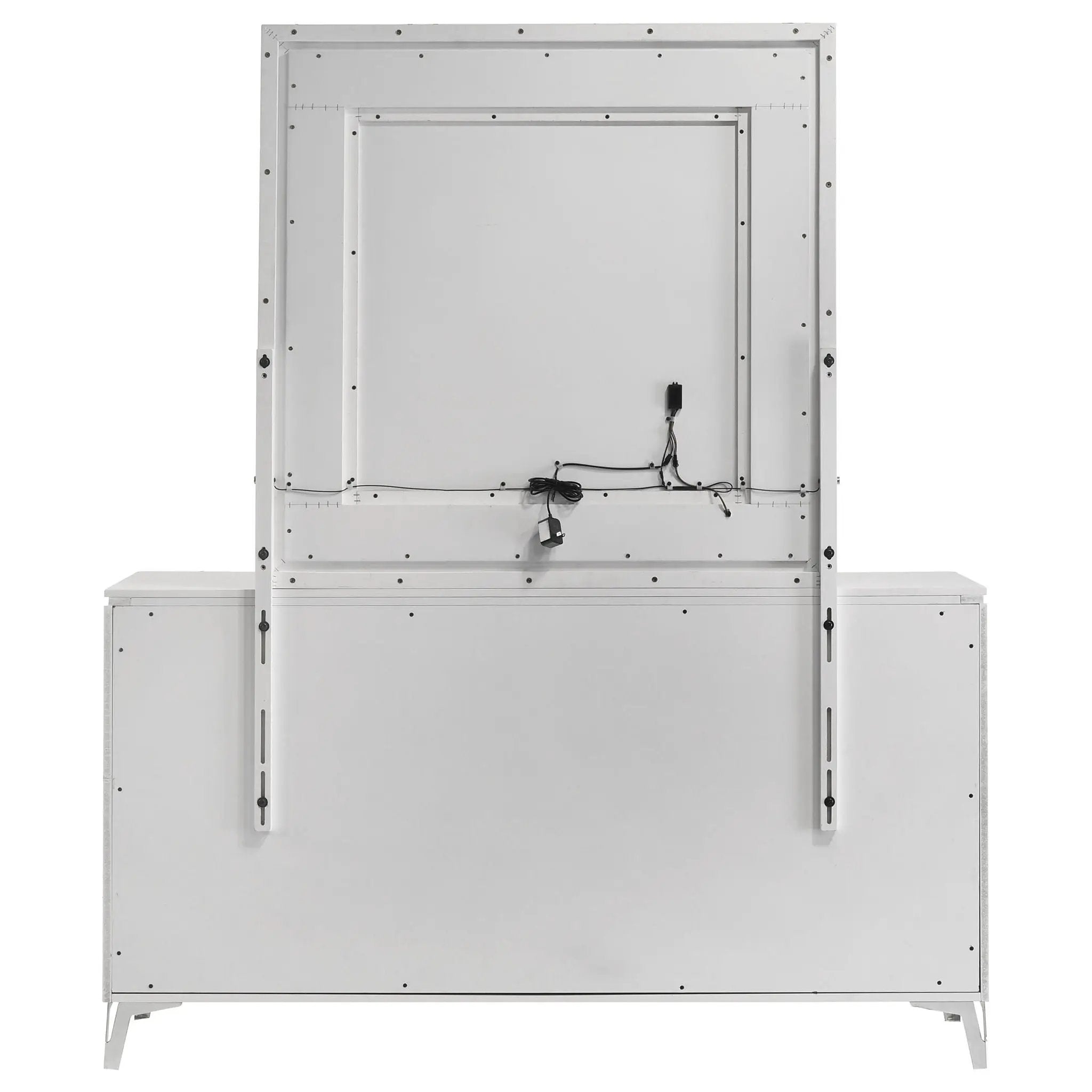 Cassia 6-drawer Dresser Cabinet with Mirror White High Gloss by Unique Piece Furniture
