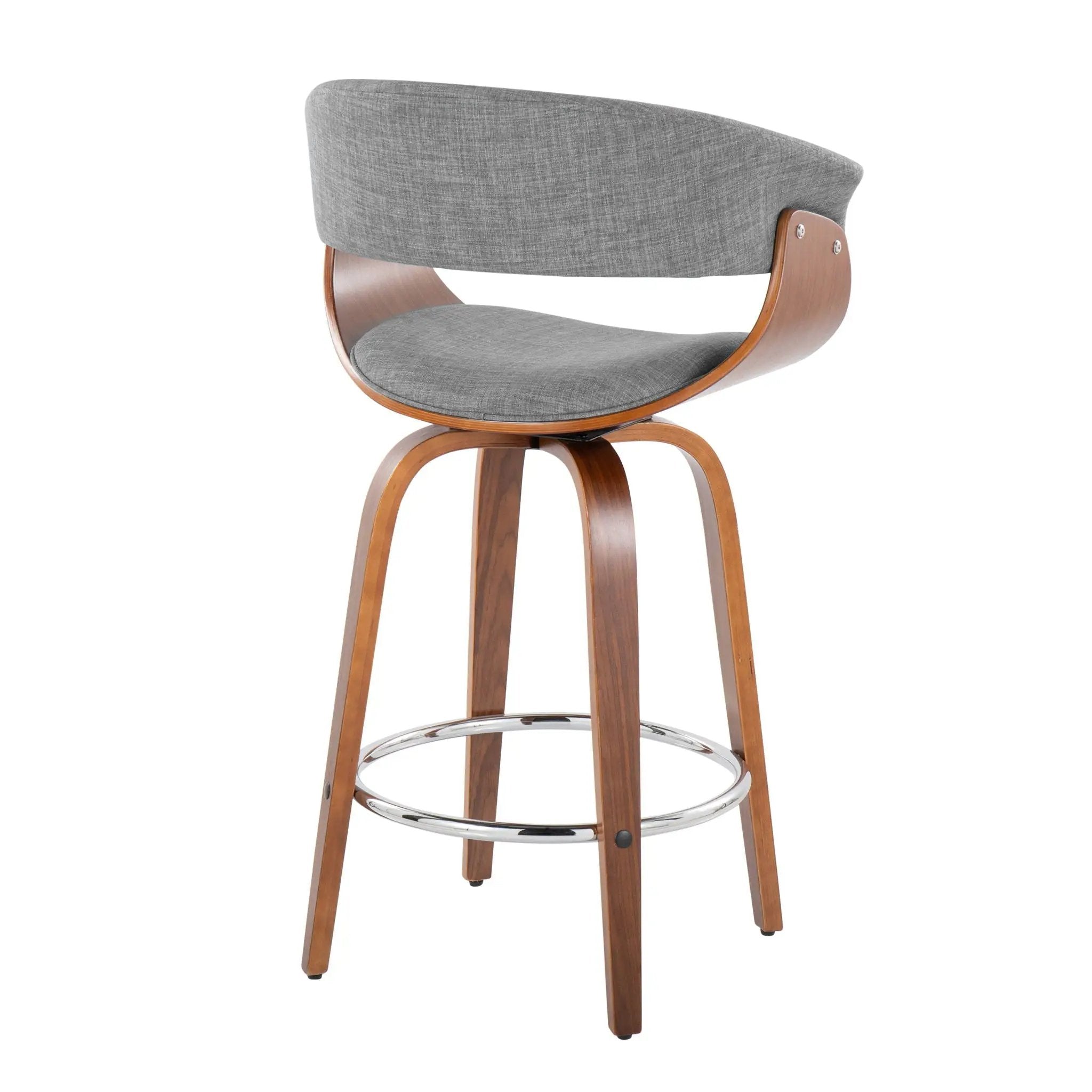 Vintage Mod - Mid Century Modern Fixed Height Counter Stool With Swivel With Round Footrest (Set of 2) by Unique Piece Furniture