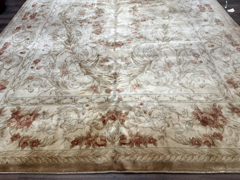 Chinese Aubusson Wool Rug 10x14, European Design, Thick Wool Pile by Jewel Rugs