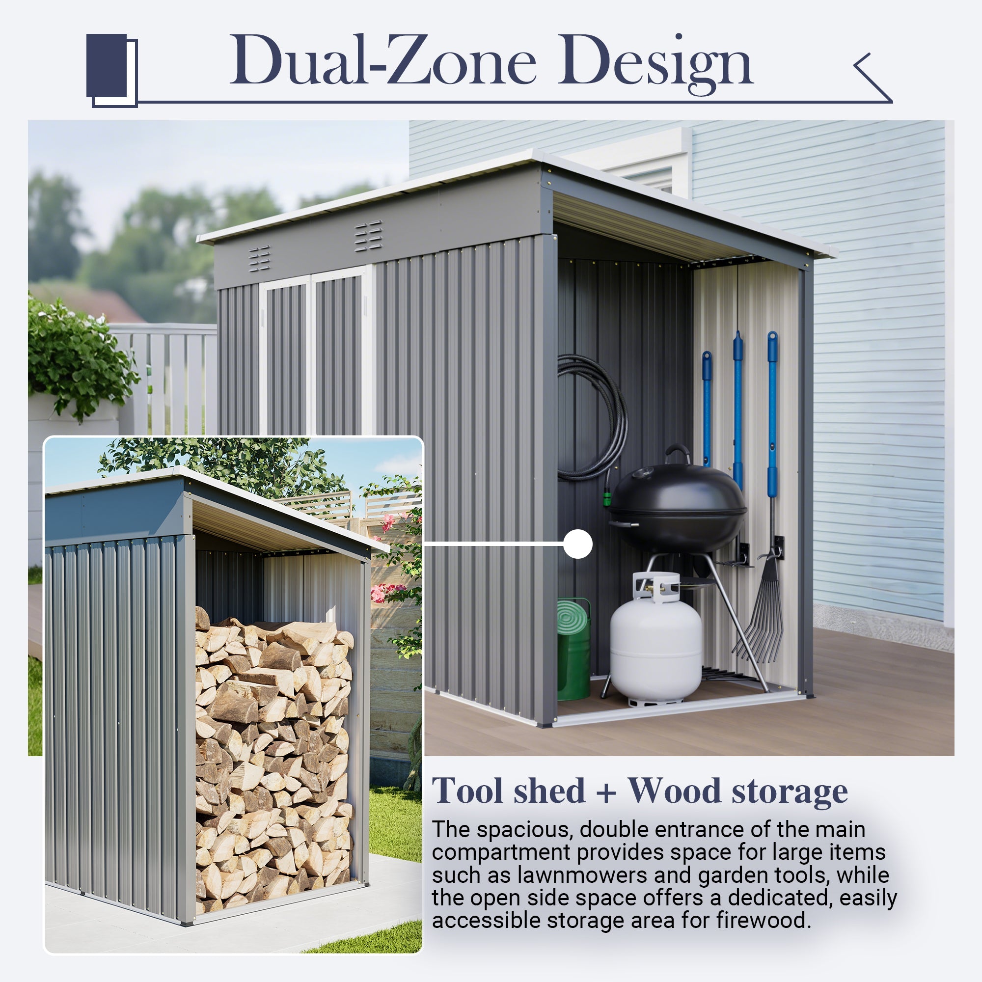 10'x4' Outdoor Metal Storage Shed for Garden Tools Lockable Door With Floor Frame by HouseOfZazla
