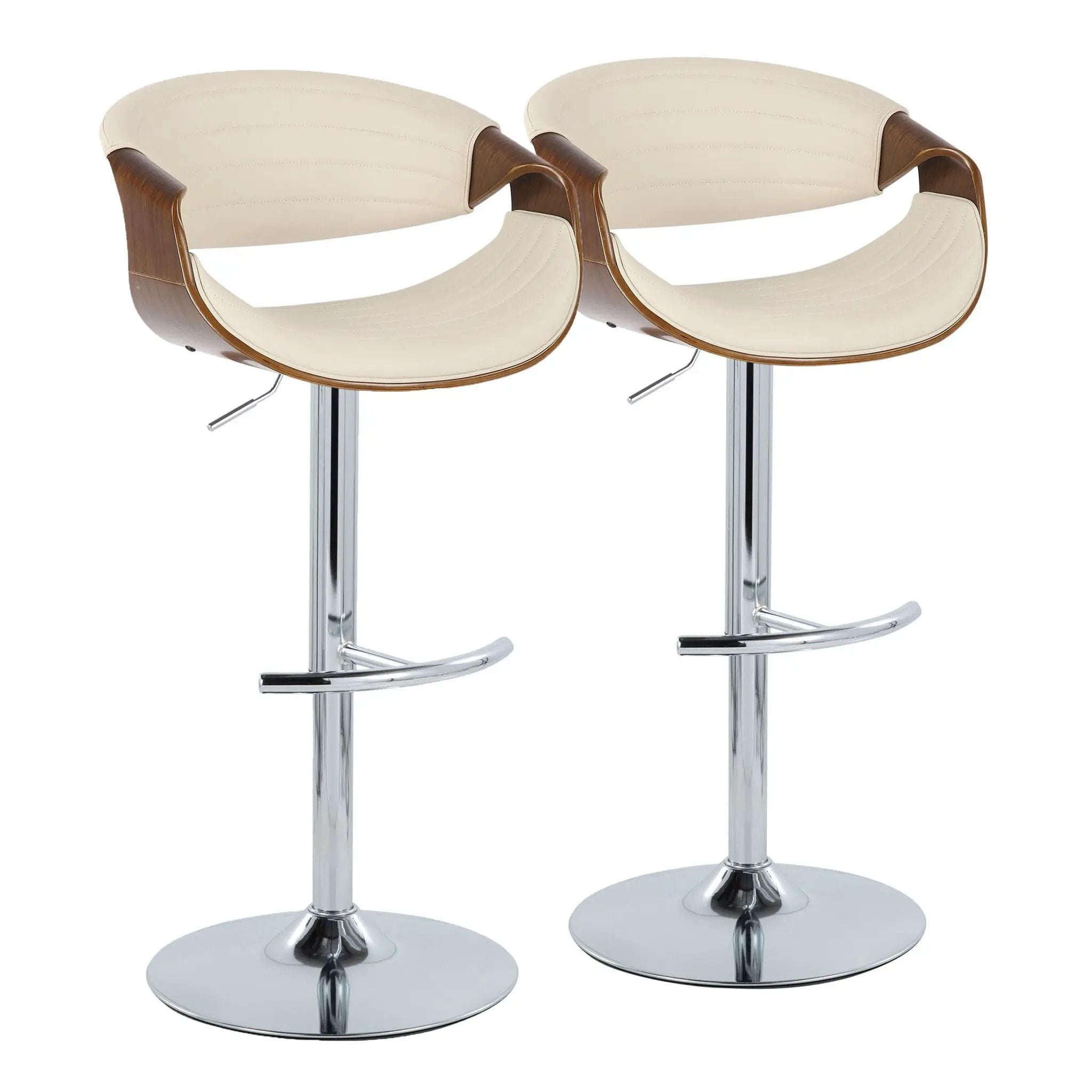 Symphony - Mid Century Modern Adjustable Barstool & Swivel With Rounded T Footrest (Set of 2) by Unique Piece Furniture