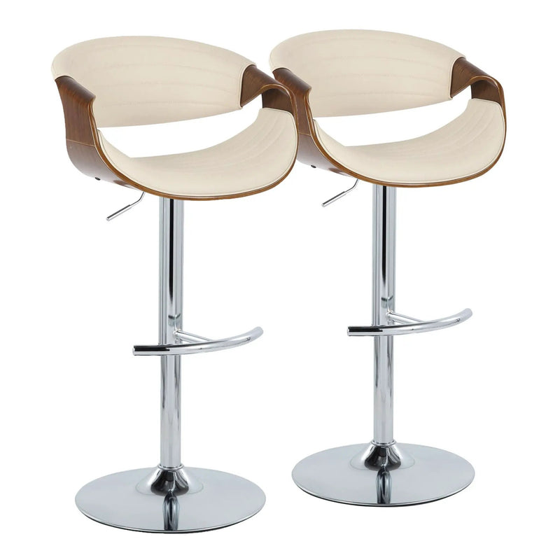 Symphony - Mid Century Modern Adjustable Barstool & Swivel With Rounded T Footrest (Set of 2) by Unique Piece Furniture