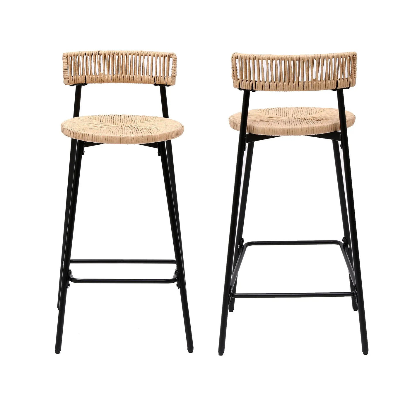 Boho Style Handwoven Paper Rope Counter Stools (Set of 2) by HouseOfZazla