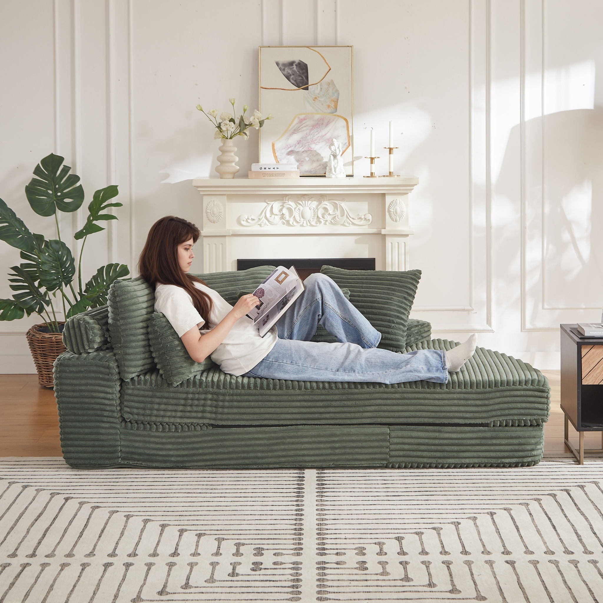 Semi Circular 2 In 1 Sofa Bed With Neck Pillow by HouseOfZazla