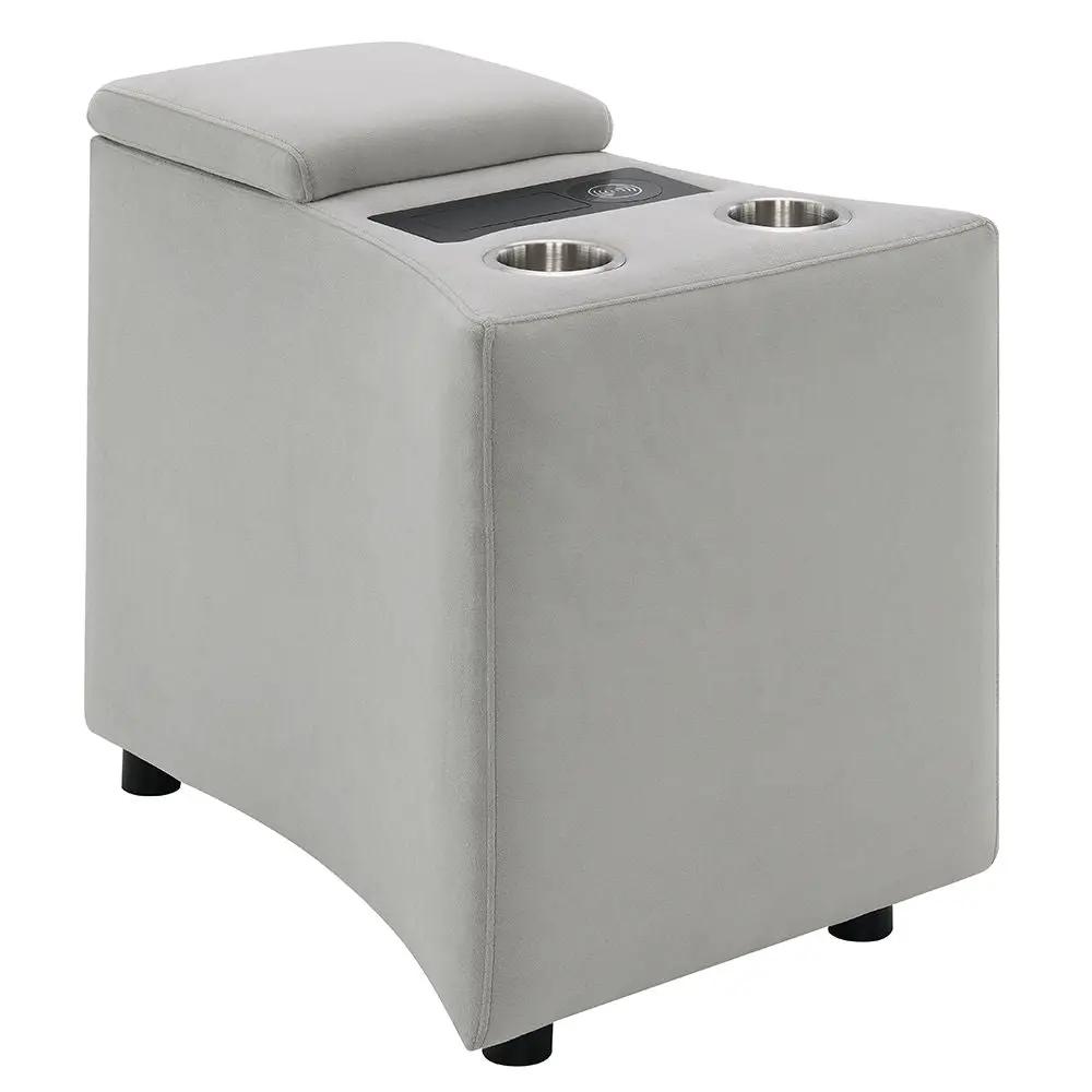 Emee - Console With USB - Gray Corduroy by Unique Piece Furniture