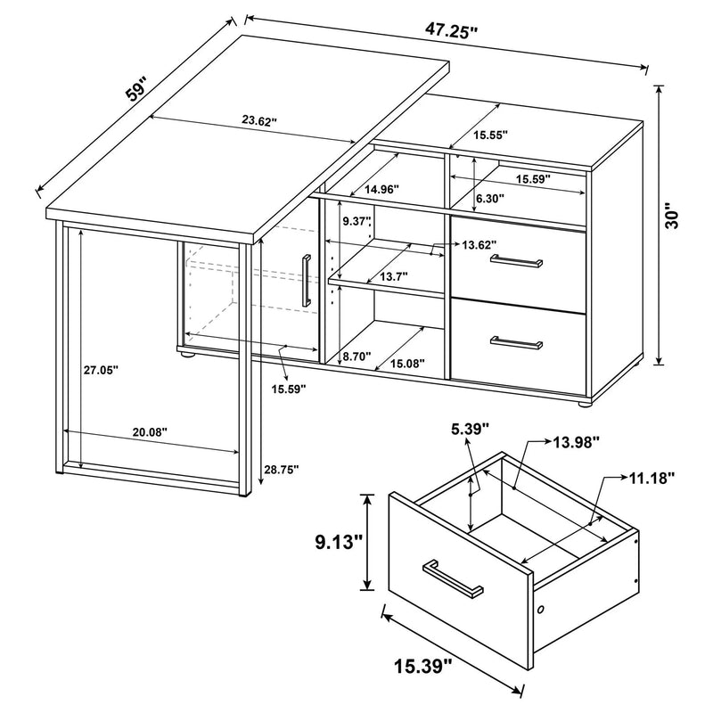 Corrado - L-Shape Office Desk With Storage - Gray by HouseOfZazla
