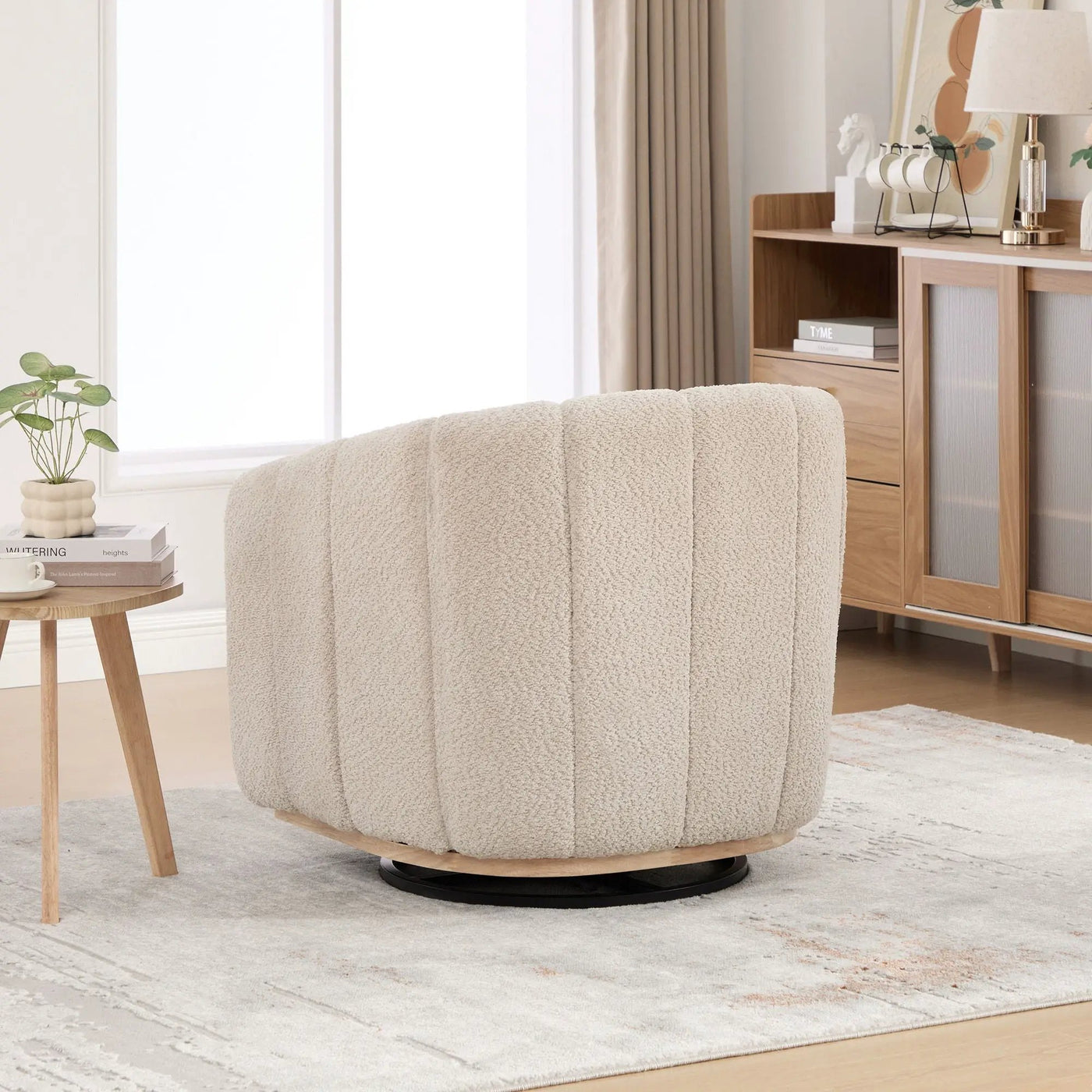 Swivel Upholstered Barrel Chair With Metal Base by HouseOfZazla