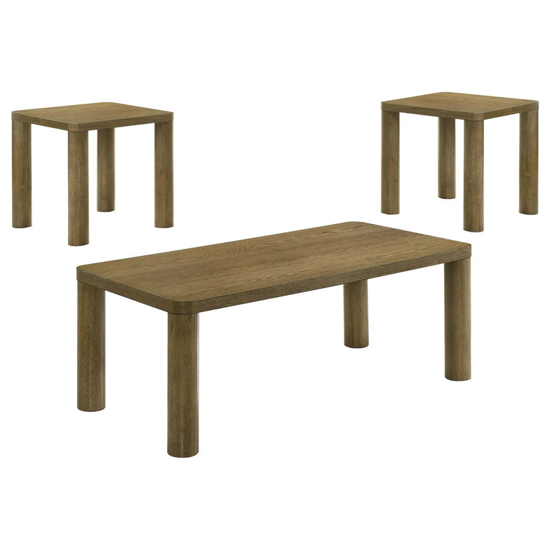 Castlewood 3-piece Cocktail Coffee Table Set Brown Oak by Unique Piece Furniture