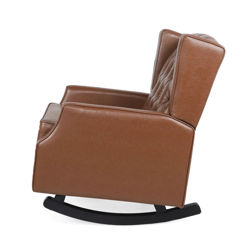 Moss - Upholstered Rocking Recliner With Diamond Tufting And Wingback - Light Brown by Unique Piece Furniture