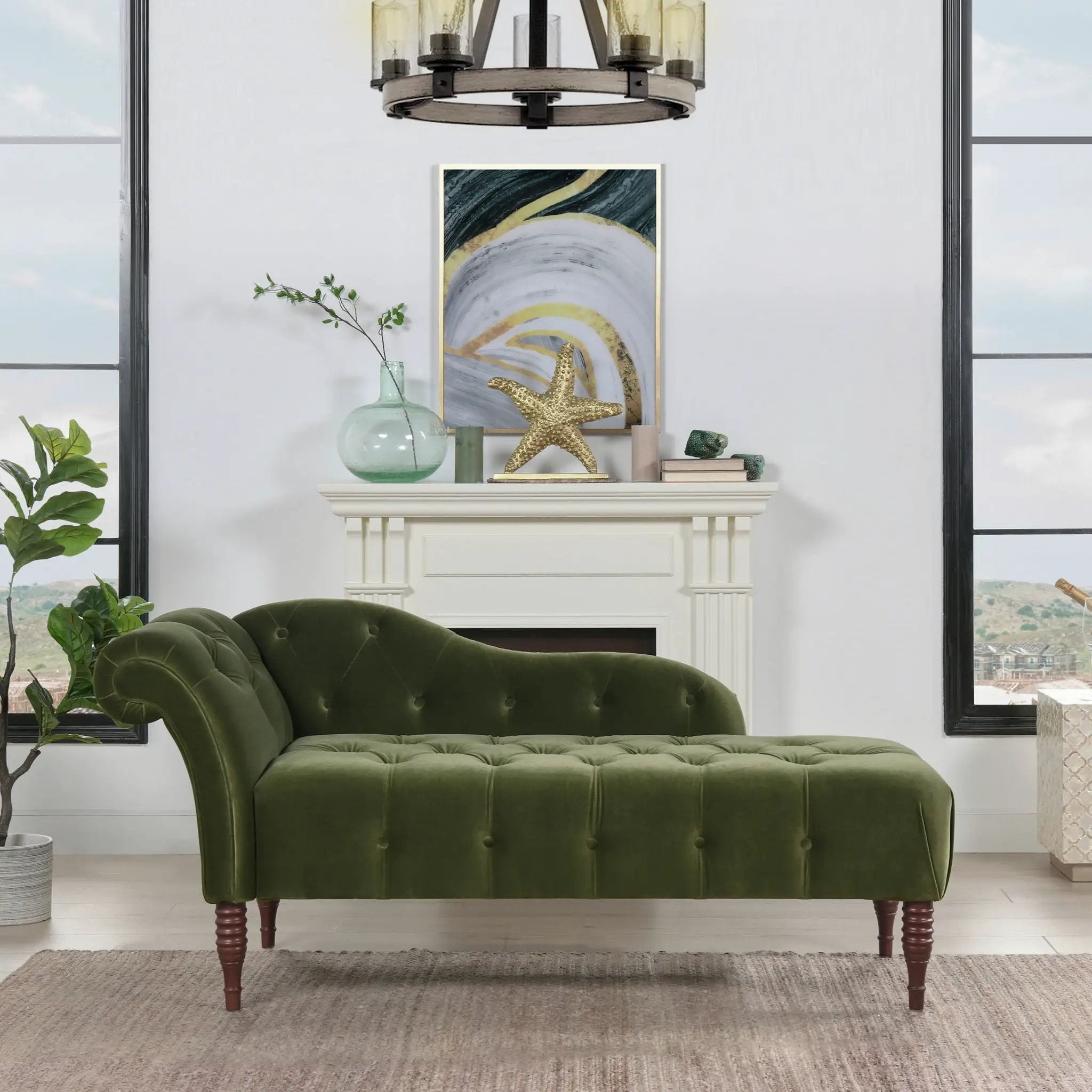 Samuel - Tufted Roll Arm Chaise Lounge by HouseOfZazla