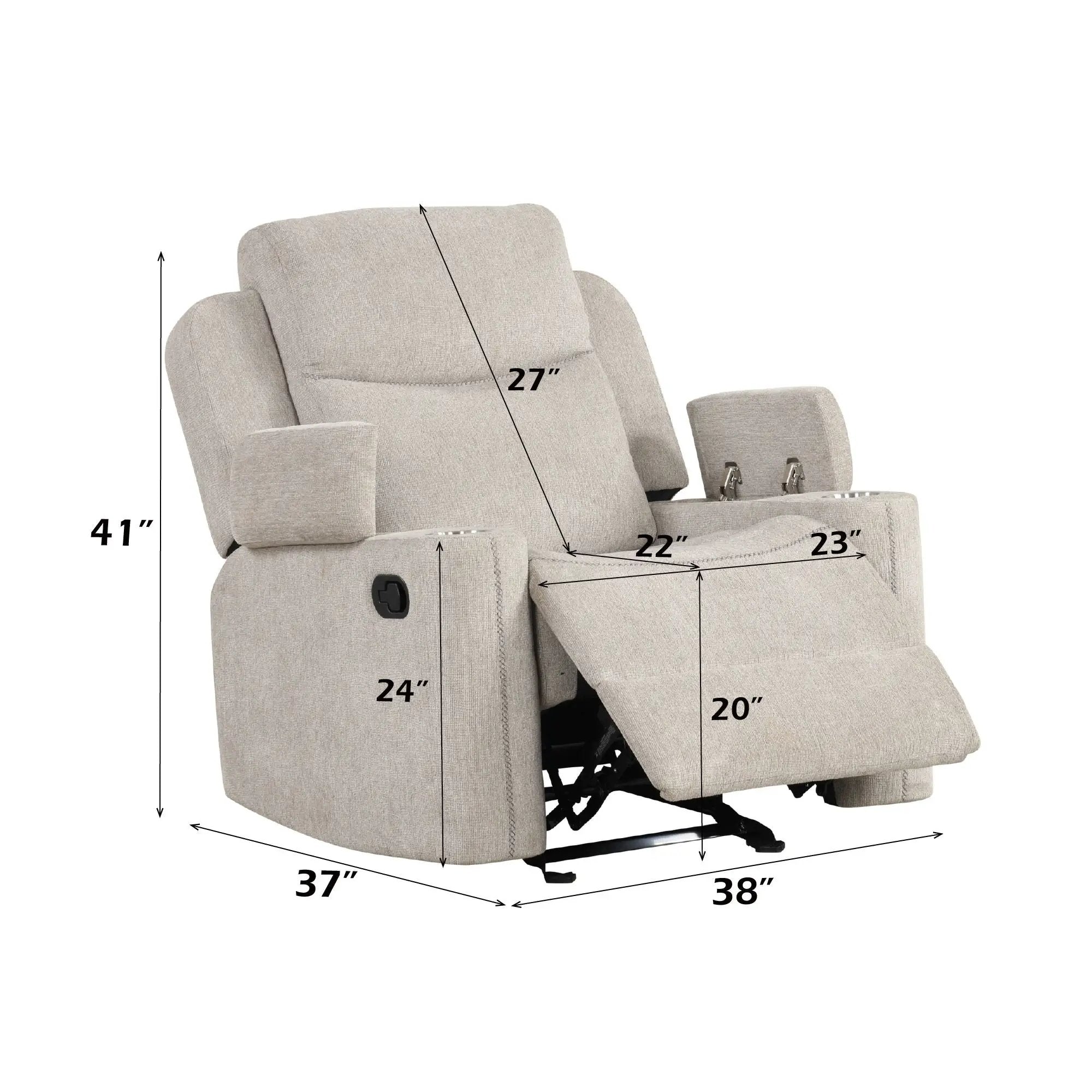 Galya Motion Glider Recliner - Light Gray by HouseOfZazla