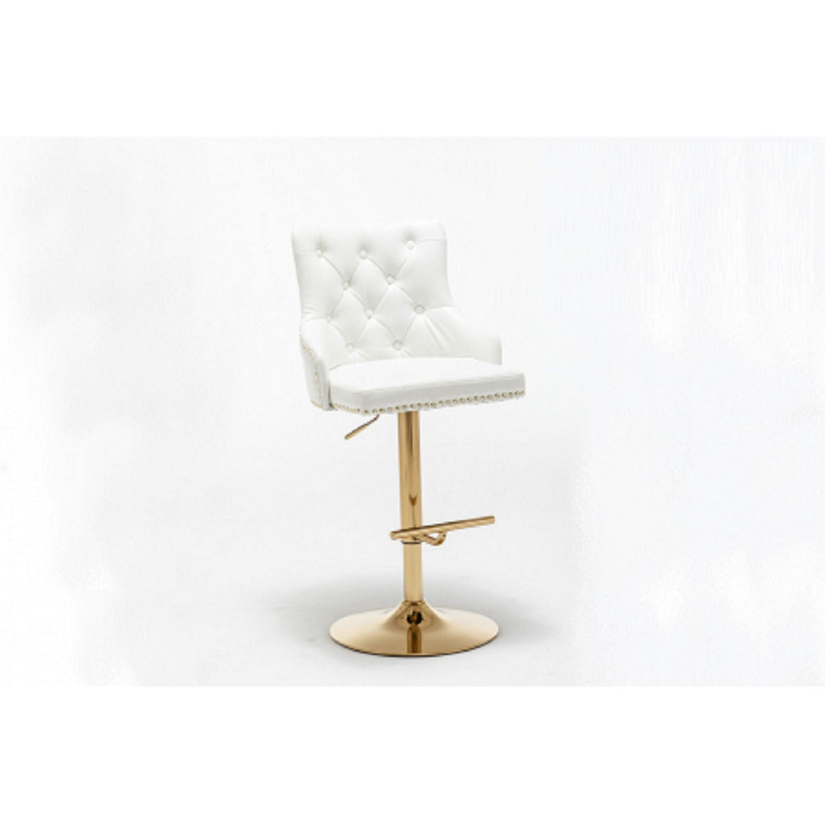 Adjustable Swivel Bar Stool with Nailhead Trim - Set of 2, photo 15 of 20