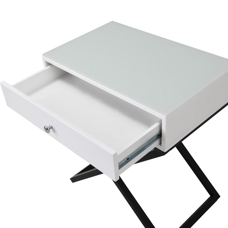 Koda End Side Table Nightstand with Drawer and Cross Base, photo 10 of 12