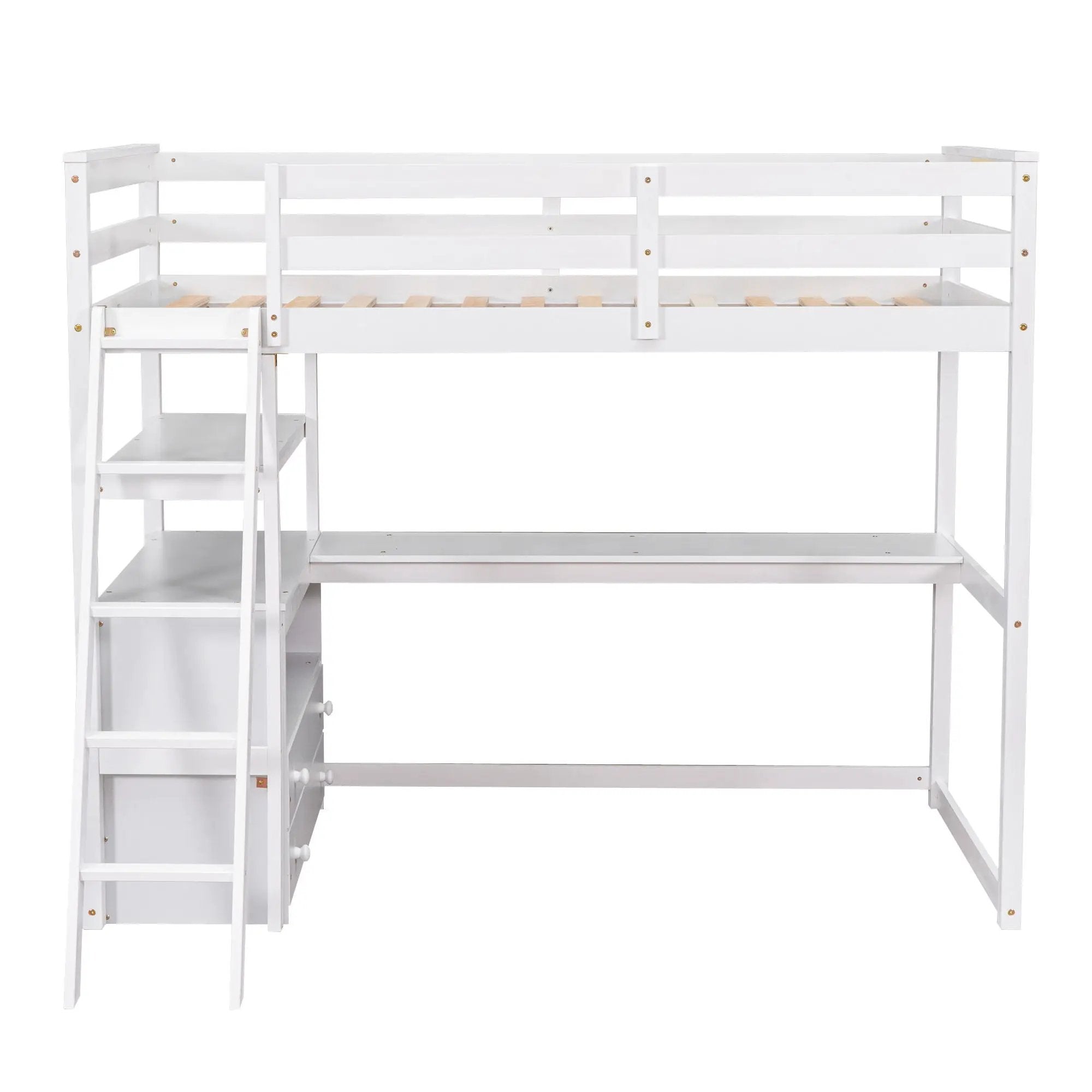 Modern Loft Bed With Built In Desk, Shelves, And 2 Drawers by HouseOfZazla