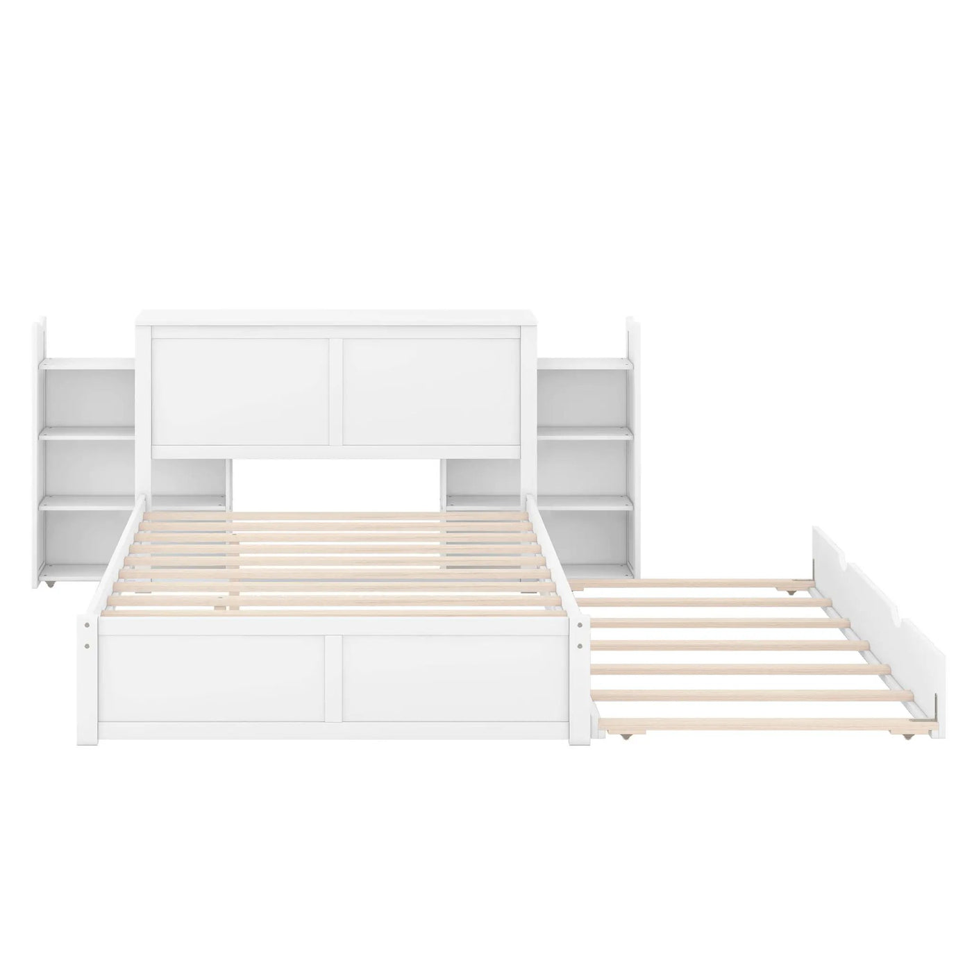 Storage Platform Bed With Pull Out Shelves And Trundle by HouseOfZazla