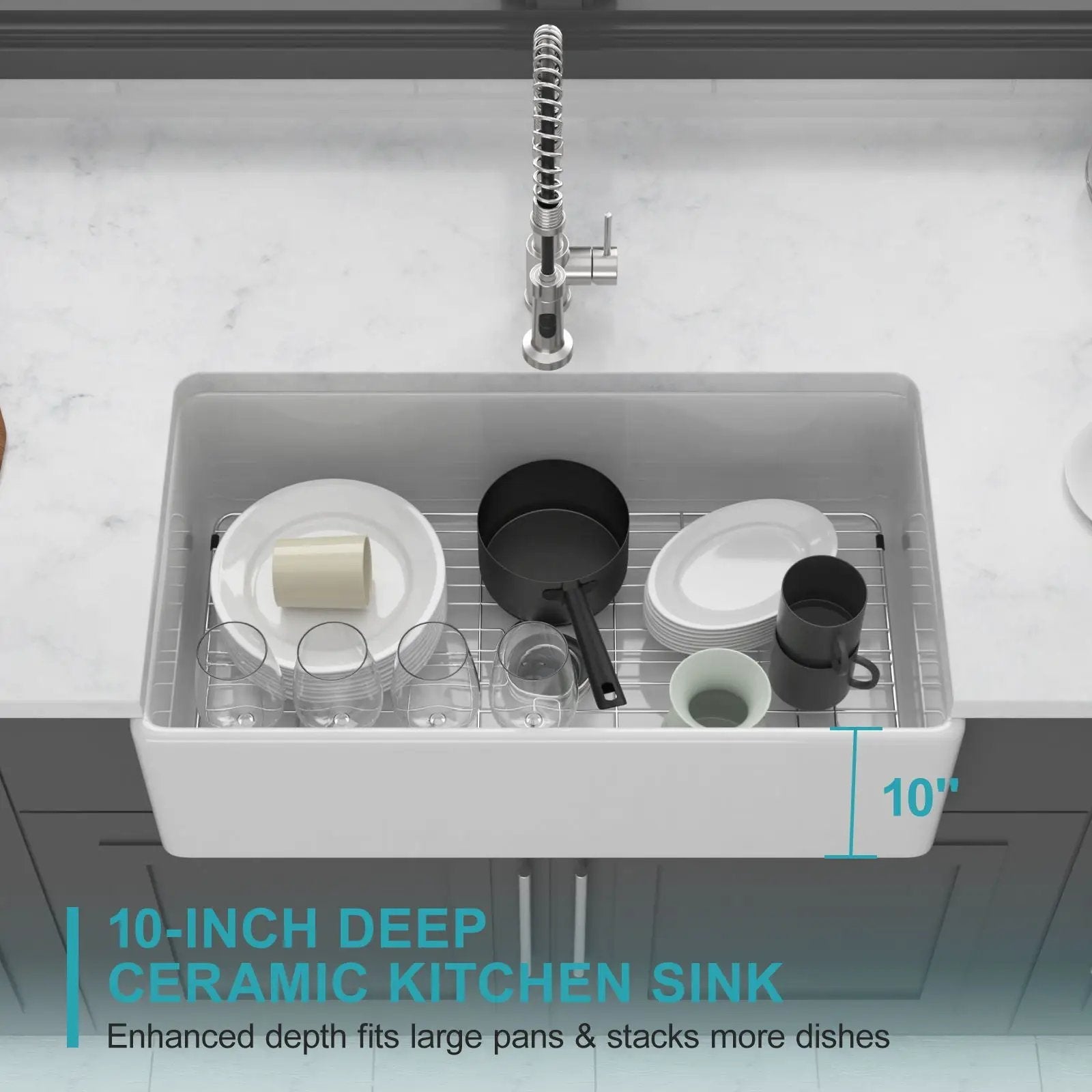Sink - Apron-Front Reversible Single Bowl Kitchen Sink With Smooth And Ribbed Finishes - White by HouseOfZazla
