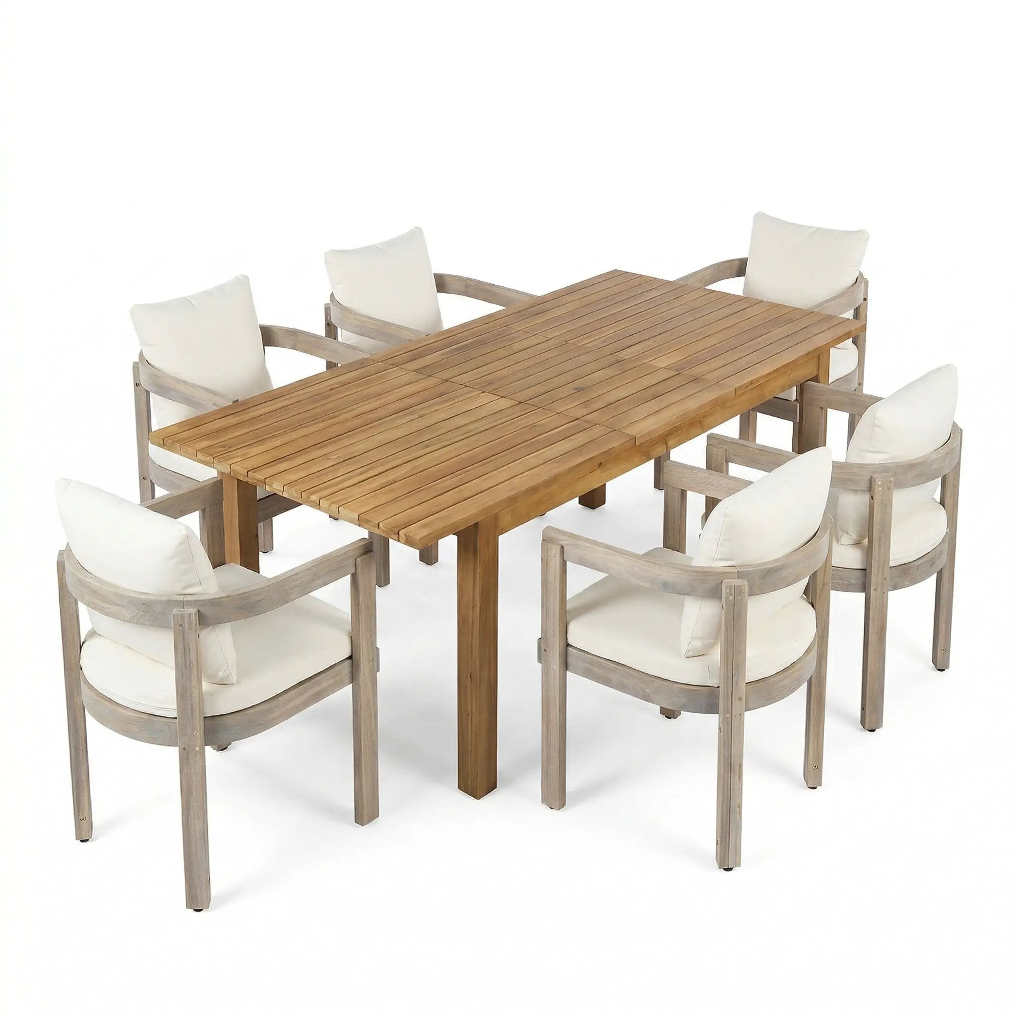 7 Pieces Acacia Wood Outdoor Dining Set by HouseOfZazla