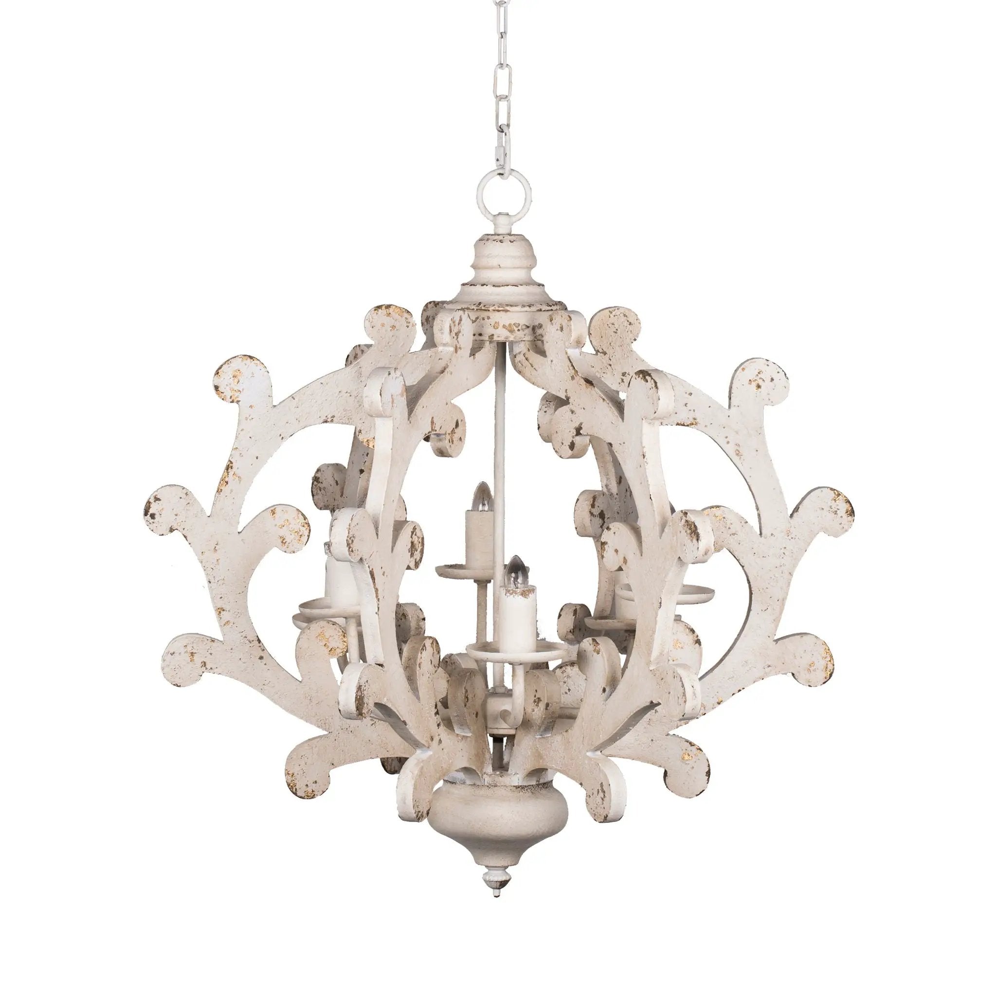 6 Light Chandelier, Hanging Light Fixture With Adjustable Chain For Kitchen, Bulb Not Included - White by HouseOfZazla