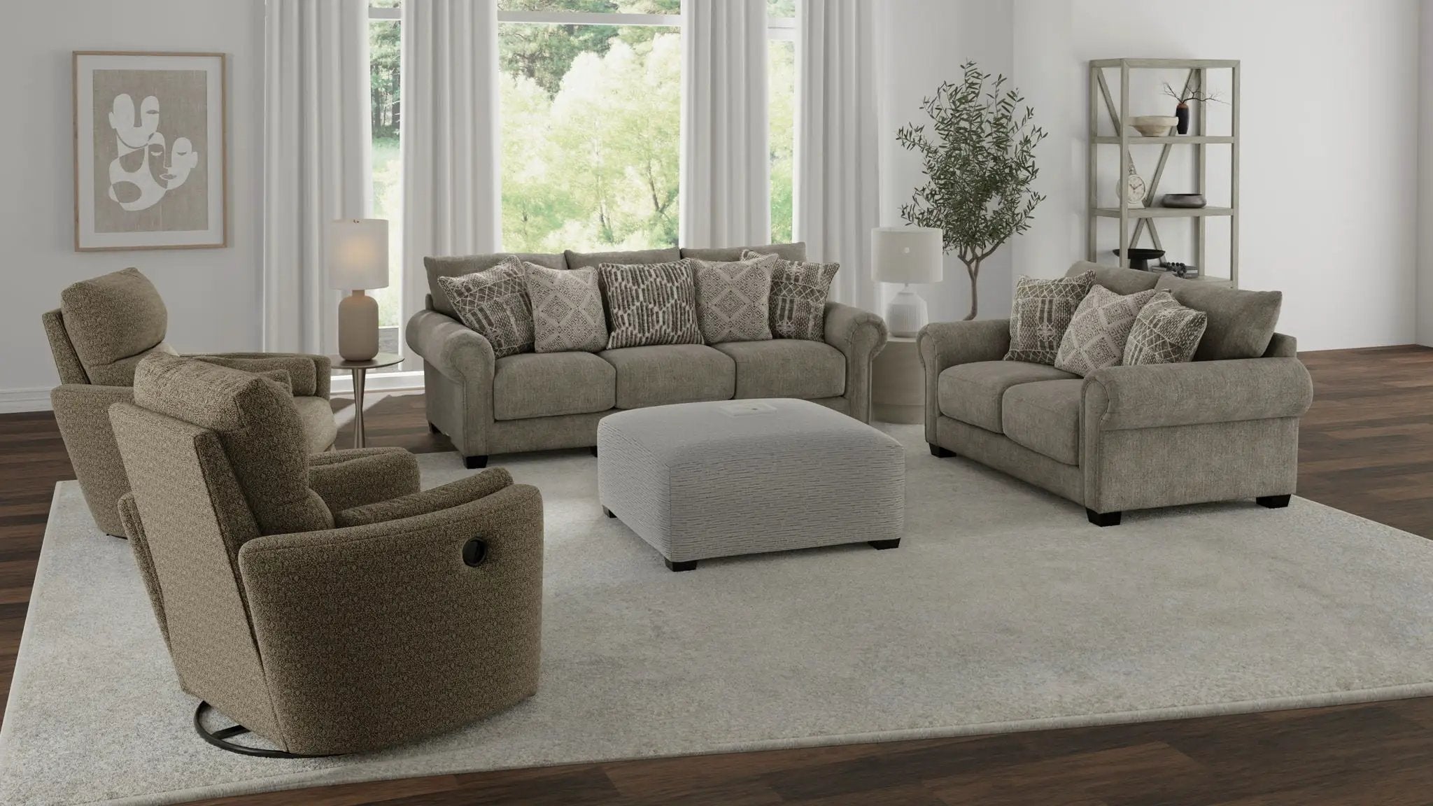 Barrett - Ottoman - Stone by Unique Piece Furniture