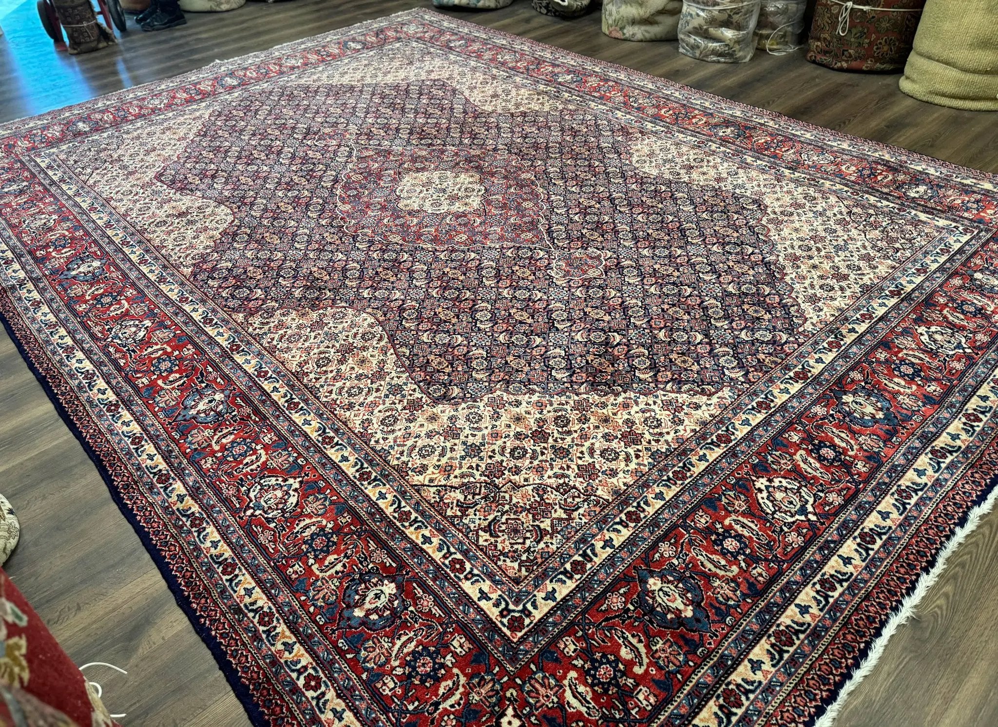 Persian Tabriz Rug 11x14 Navy Blue Herati Wool Carpet by Jewel Rugs
