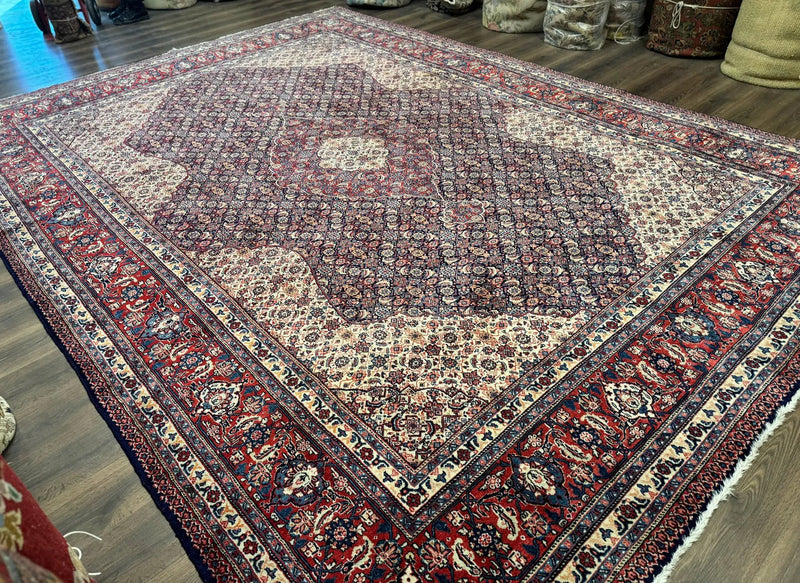 Persian Tabriz Rug 11x14 Navy Blue Herati Wool Carpet by Jewel Rugs