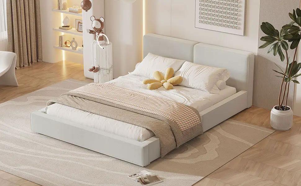 Upholstered Platform Bed, Grounded Bed With Solid Frame by HouseOfZazla