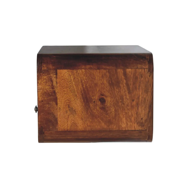 Large Floating Bedside, Curve Open Upper Slot, 1 Drawer, Chestnut by HouseOfZazla